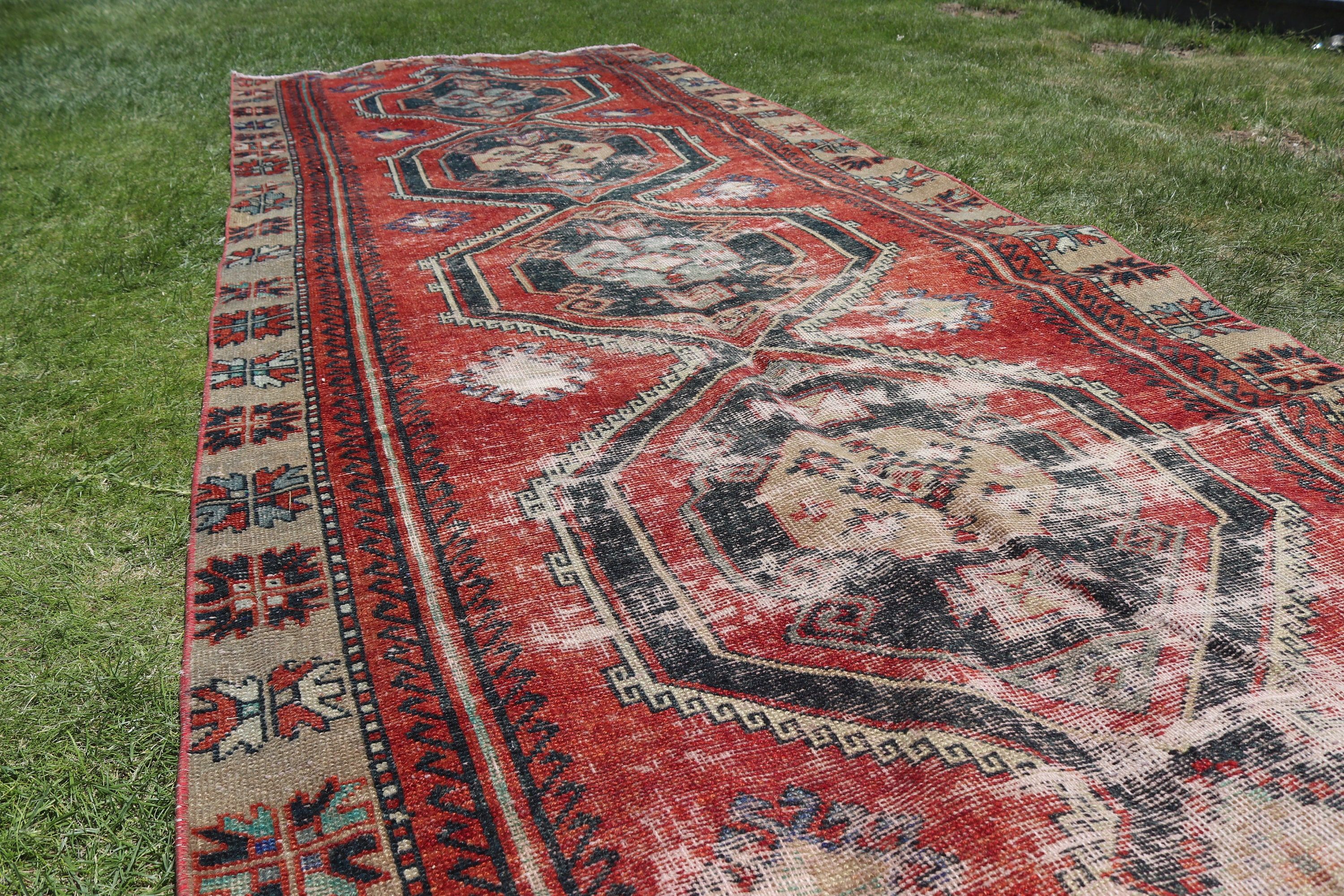 Vintage Runner Rug, Vintage Rug, Long Runner Rug, Turkish Rug, Kitchen Rug, Statement Rug, Orange Oushak Rugs, 4.4x12.4 ft Runner Rug