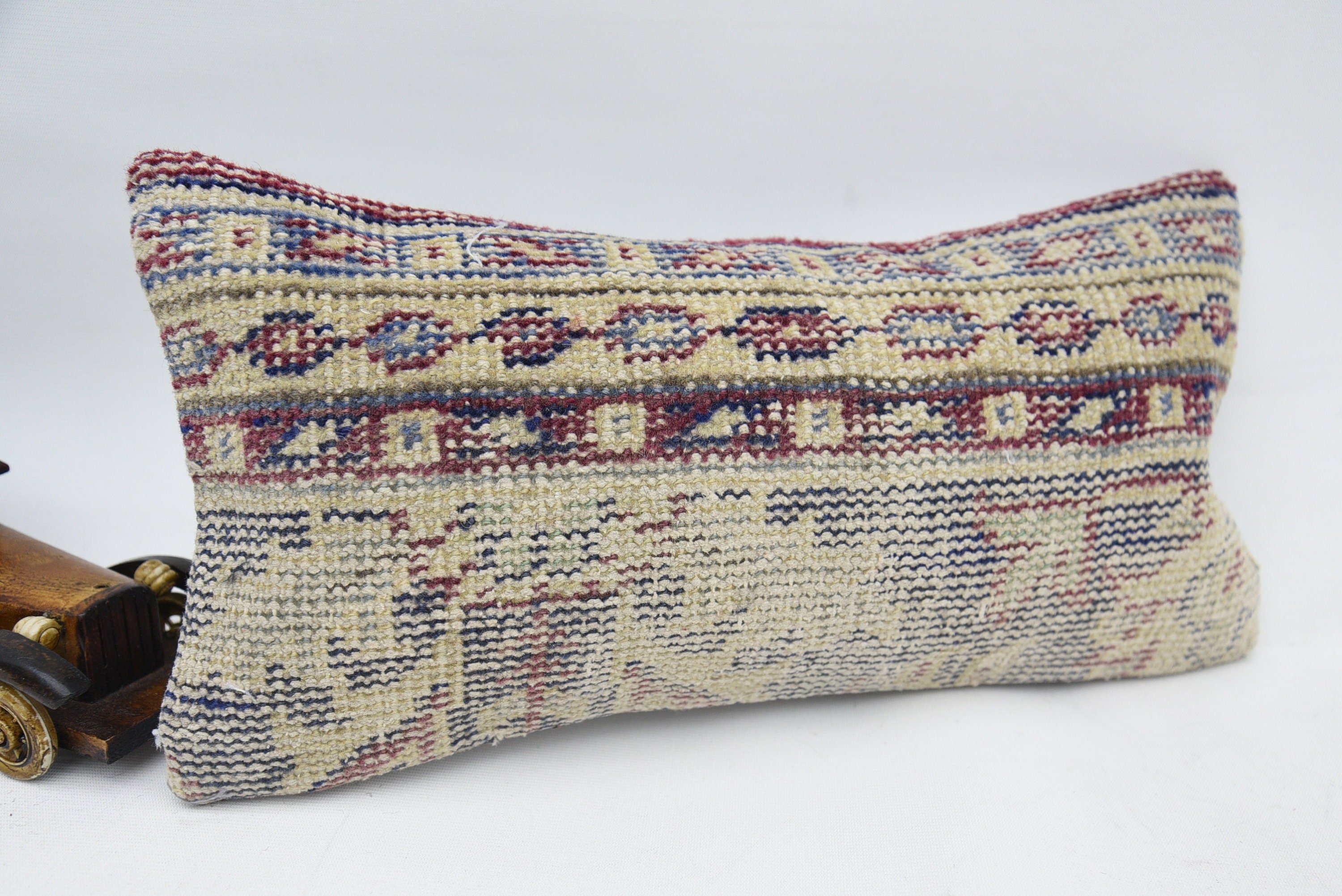 Vintage Yastık, Kilim Yastık Kılıfı, 8"x16" Mavi Yastık, Sessiz Yastık Kılıfı, Boho Yastık Sham Kılıfı, Renkli Minder Kılıfı