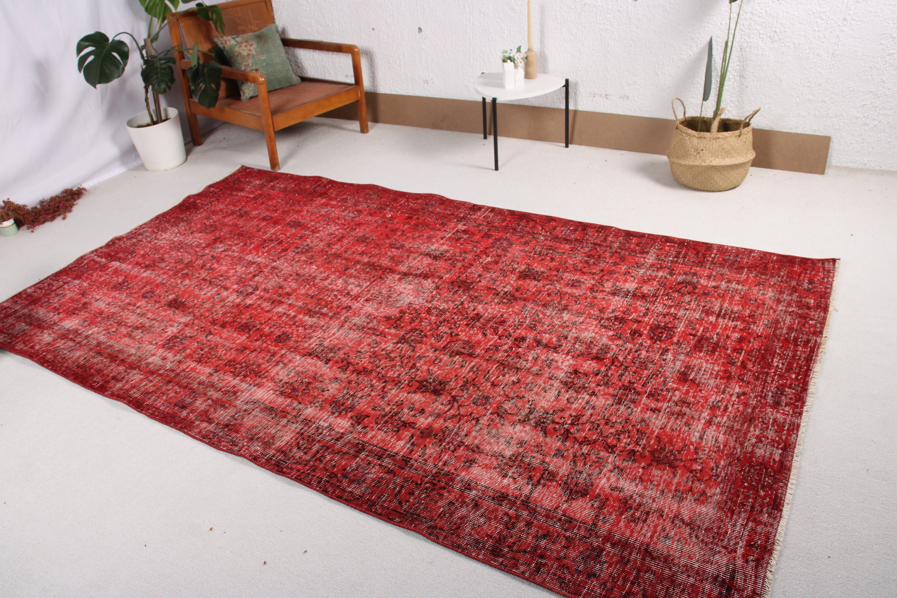 Turkish Rugs, 5.5x9.1 ft Large Rug, Geometric Rug, Ethnic Rug, Salon Rugs, Red Statement Rug, Handwoven Rugs, Living Room Rug, Vintage Rug