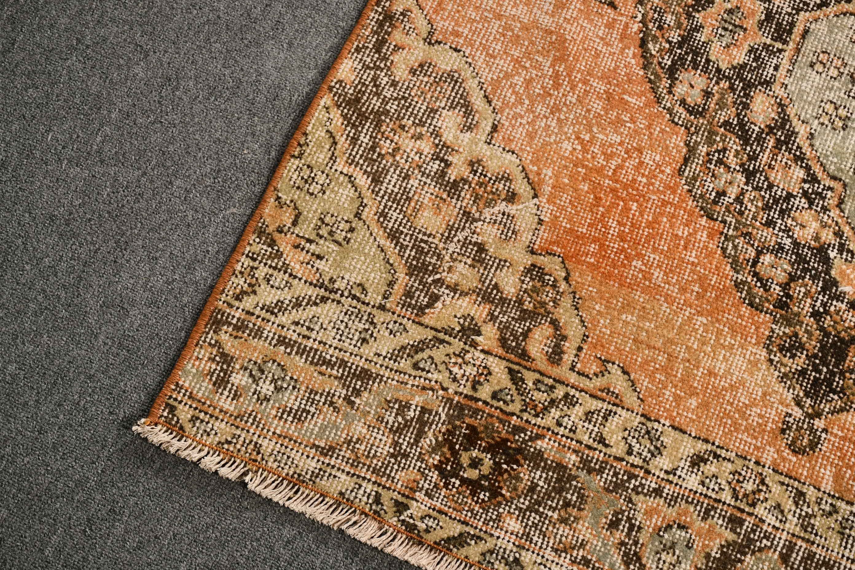 Cool Rug, 3.1x12.2 ft Runner Rug, Vintage Rugs, Orange Moroccan Rugs, Muted Rug, Kitchen Rug, Rugs for Hallway, Moroccan Rugs, Turkish Rugs