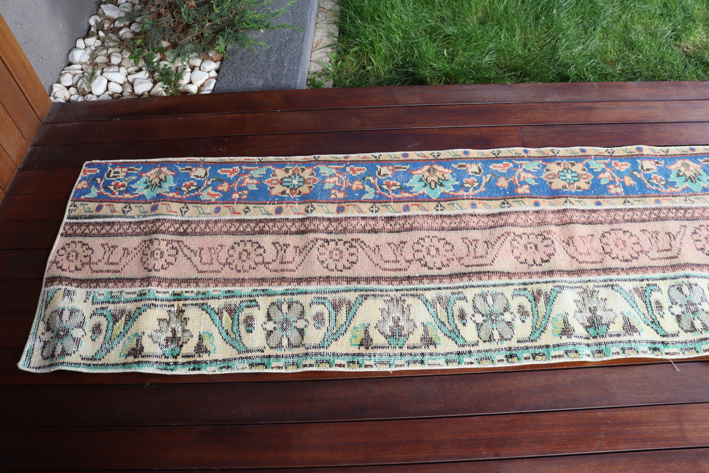 Türk Halıları, Vintage Runner Halıları, Vintage Halılar, Mavi Mutfak Halısı, Oushak Halıları, Vintage Runner Halıları, 2.1x8.3 ft Runner Halısı, Yer Halısı