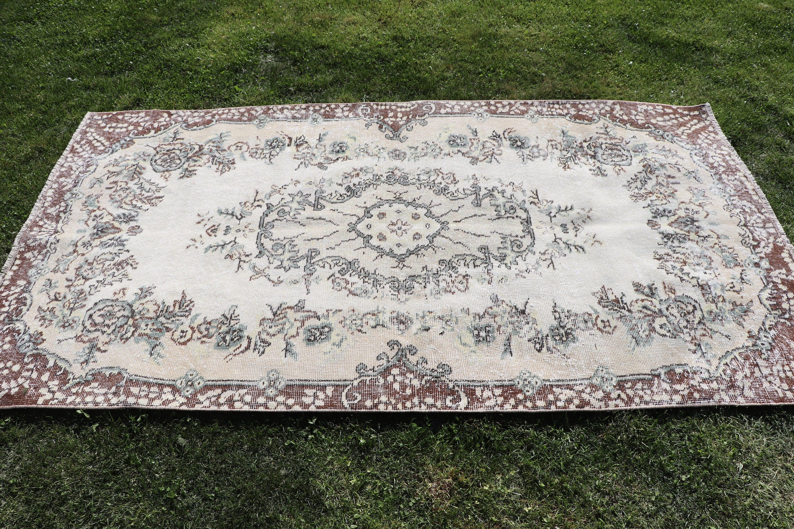 Fas Halıları, 3,8x6,9 ft Alan Halısı, Türk Halısı, Vintage Halılar, Bohem Halısı, Bej Anadolu Halısı, Boho Bölge Halısı, Yer Halısı, Yatak Odası Halısı