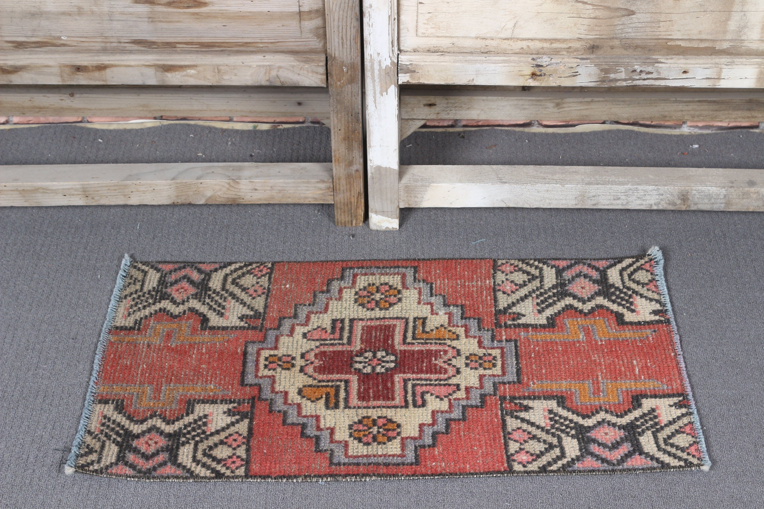 Kitchen Rug, Oushak Rug, Vintage Rugs, Rugs for Entry, Bath Rugs, Ethnic Rug, Nursery Rug, Turkish Rug, Red Cool Rug, 1.3x2.5 ft Small Rugs