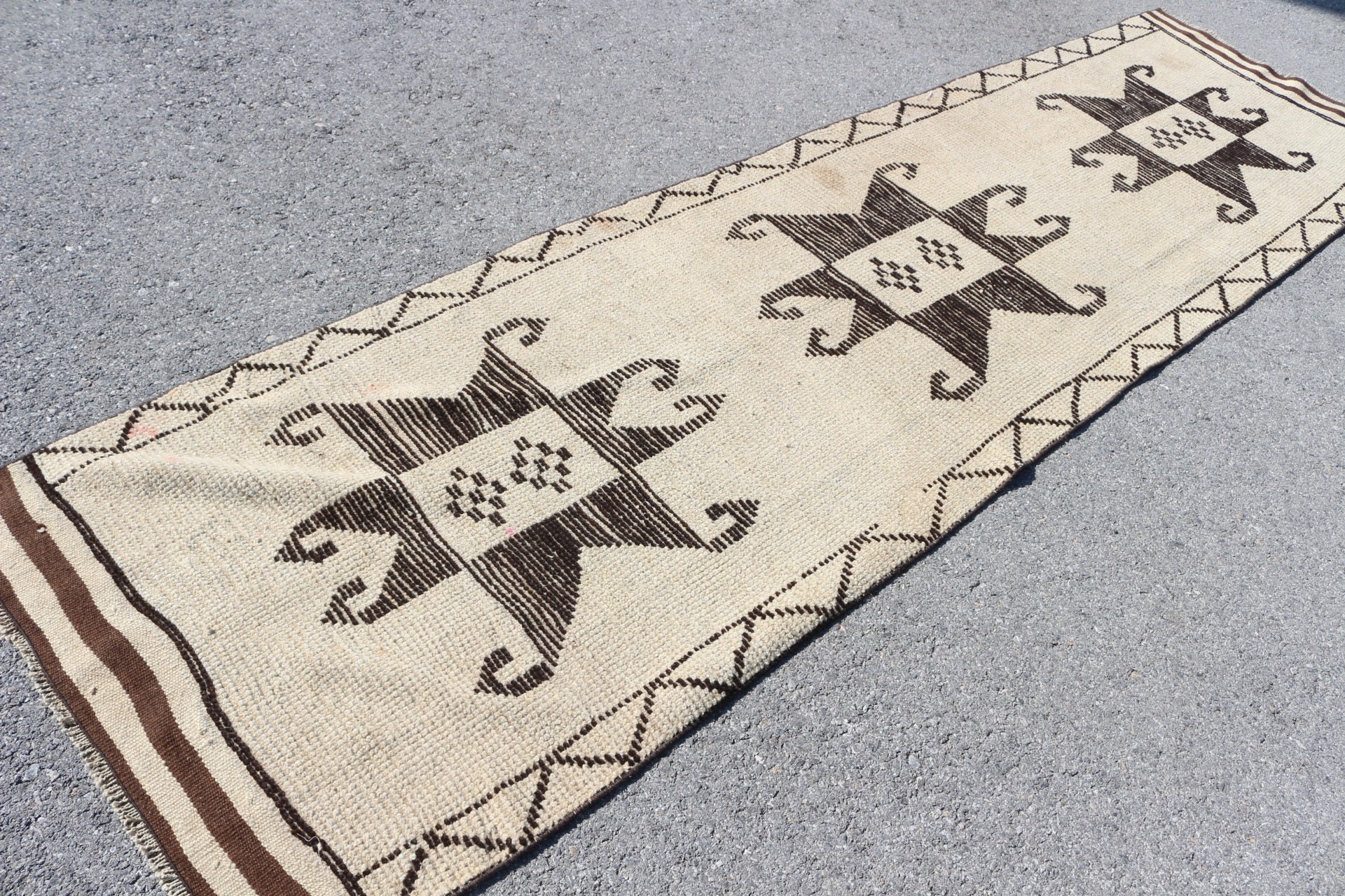 Beige  2.8x10.8 ft Runner Rug, Wool Rug, Turkish Rugs, Floor Rugs, Retro Rug, Vintage Rug, Rugs for Runner, Hallway Rug