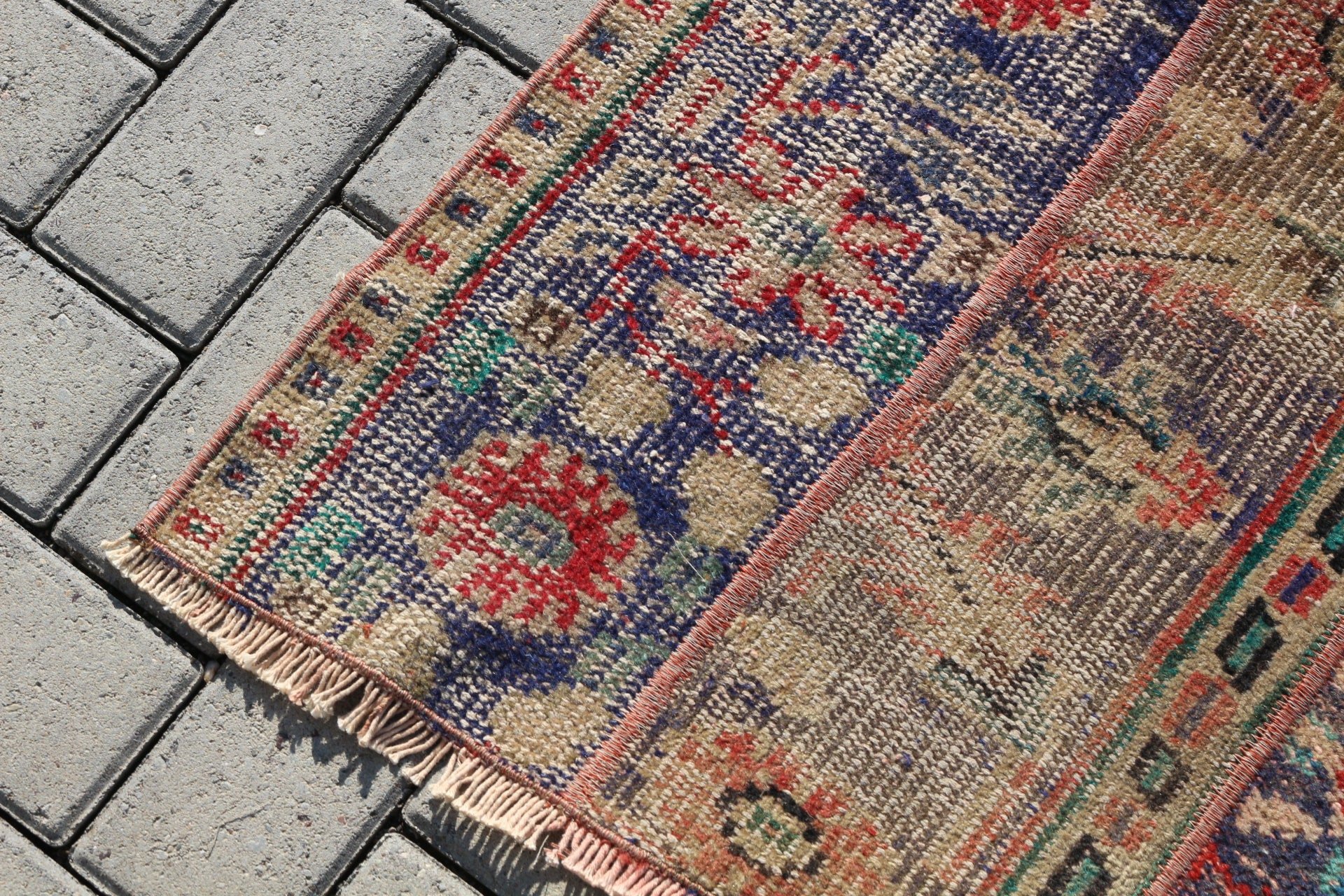 Blue Antique Rug, Car Mat Rug, 3.1x3.7 ft Small Rugs, Wool Rugs, Rugs for Door Mat, Door Mat Rugs, Oushak Rug, Turkish Rugs, Vintage Rug