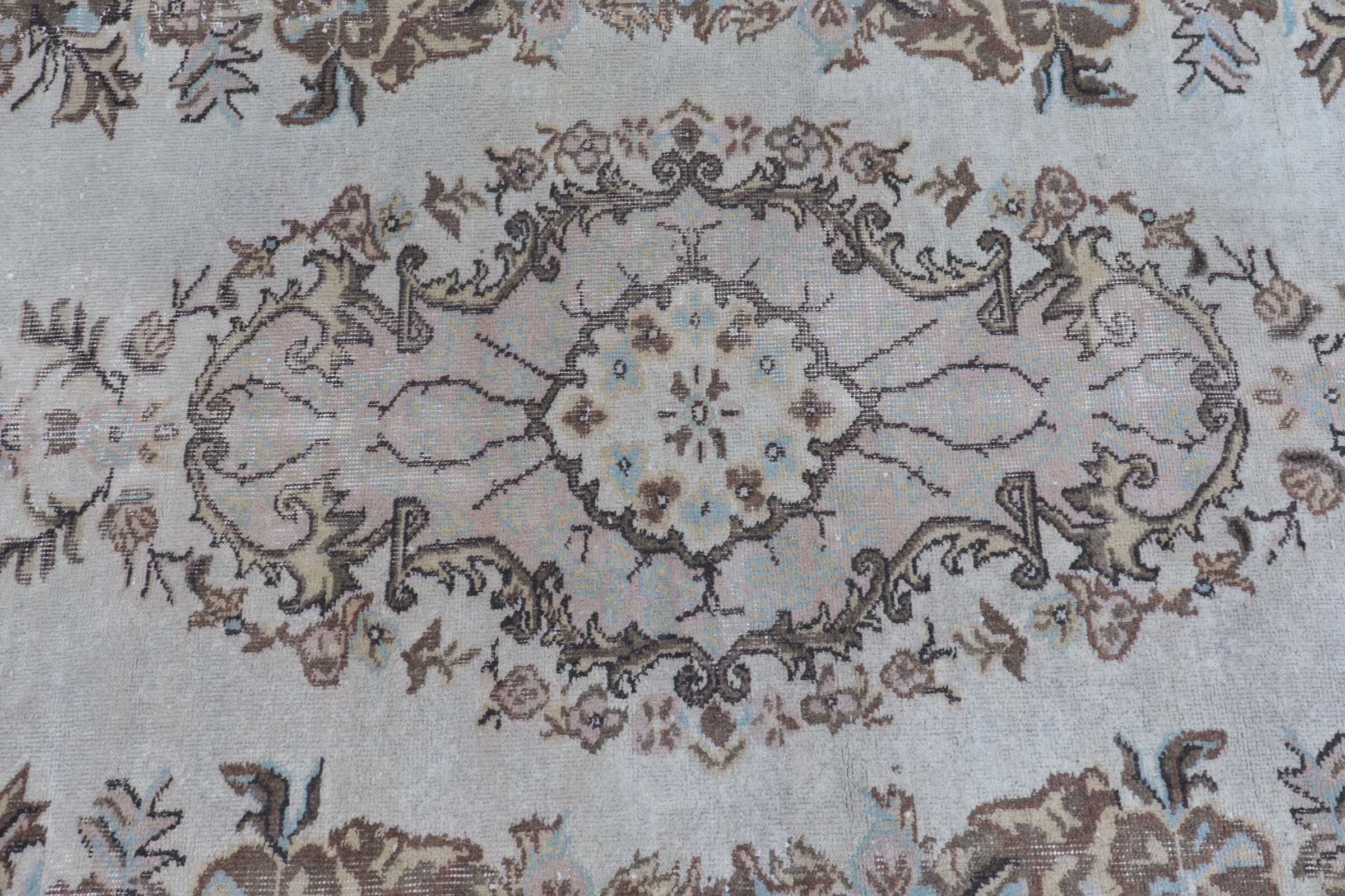 Pastel Halı, Salon Halıları, Yatak Odası Halısı, Oryantal Halı, Anadolu Halısı, Kahverengi Oushak Halısı, Türk Halısı, 6,2x8,9 ft Büyük Halı, Vintage Halılar