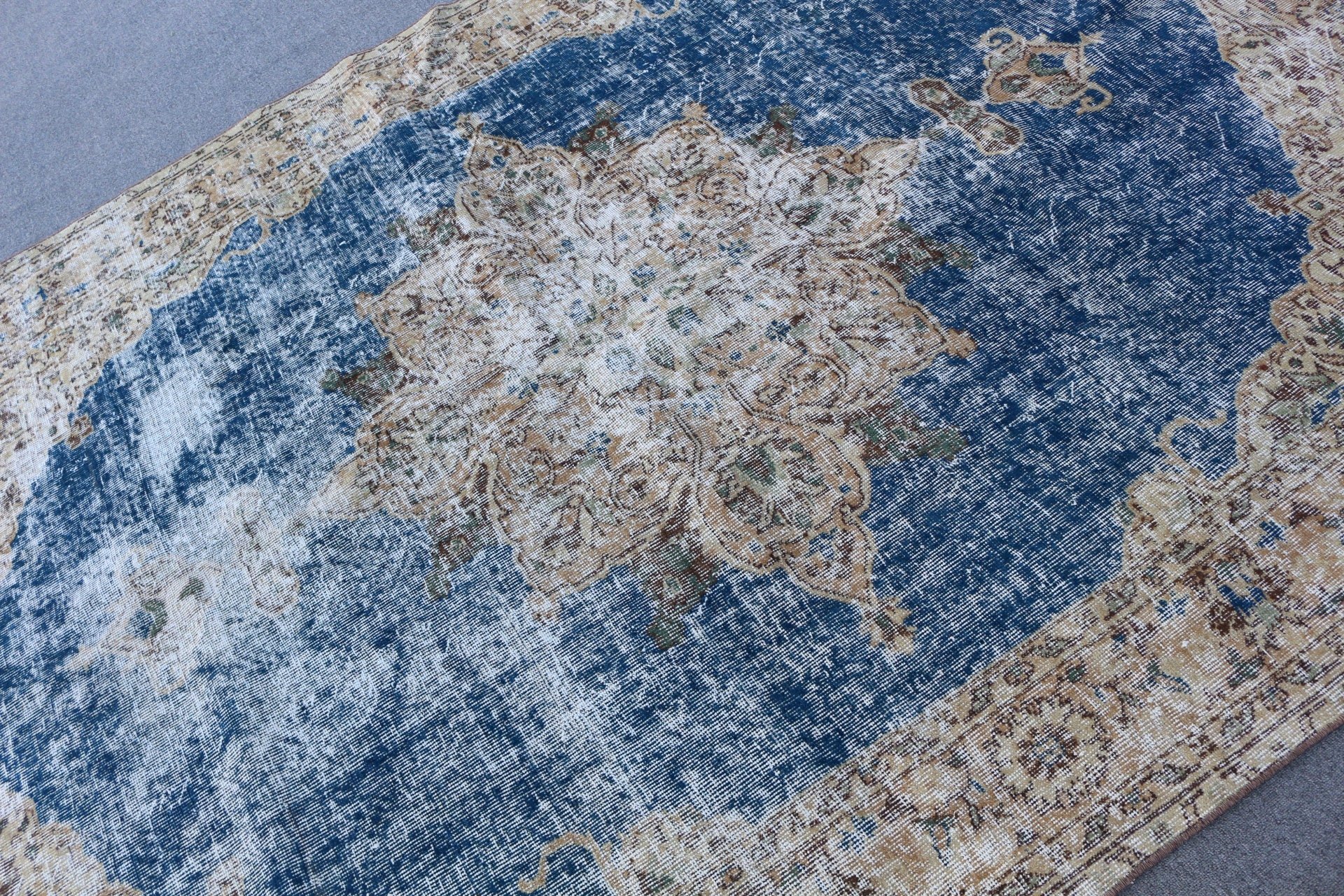 Salon Rugs, Home Decor Rug, Living Room Rug, Vintage Rug, Turkish Rugs, Handmade Rug, Antique Rug, Blue Bedroom Rug, 6.6x9.3 ft Large Rug