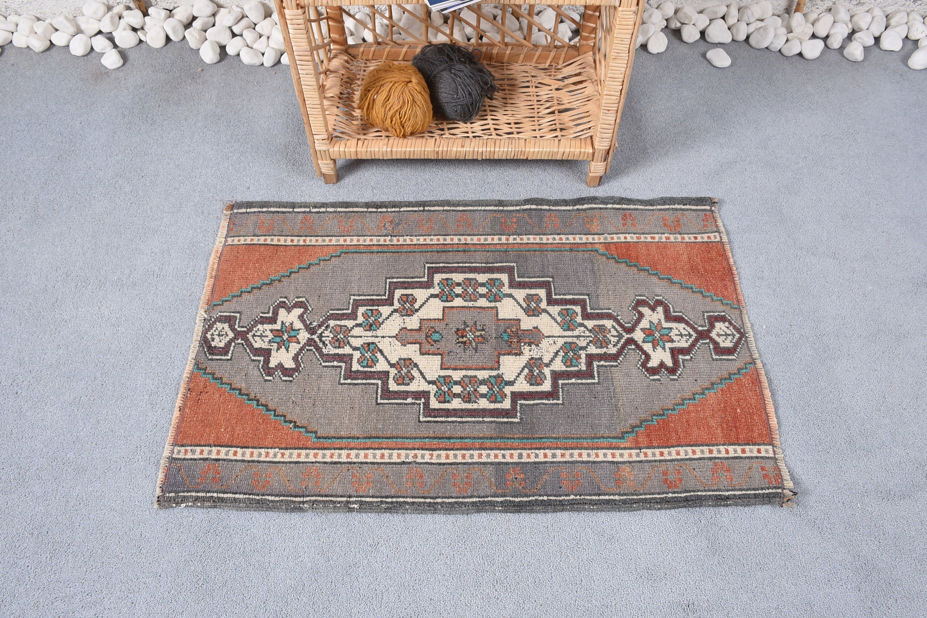 Araba Paspas Halısı, Çocuk Halıları, Yün Halı, Türk Halıları, Vintage Halı, Yatak Odası Halıları, 1.8x2.8 ft Küçük Halı, Antika Halı, Küçük Tribal Halı Halıları