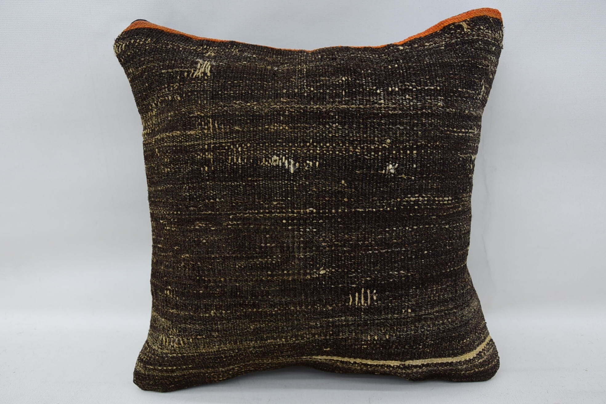 Kilim Cushion Sham, Interior Designer Pillow, Natural Cushion, Pet Pillow Case, Throw Kilim Pillow, Ethnic Cushion, 14"x14" Brown Pillow