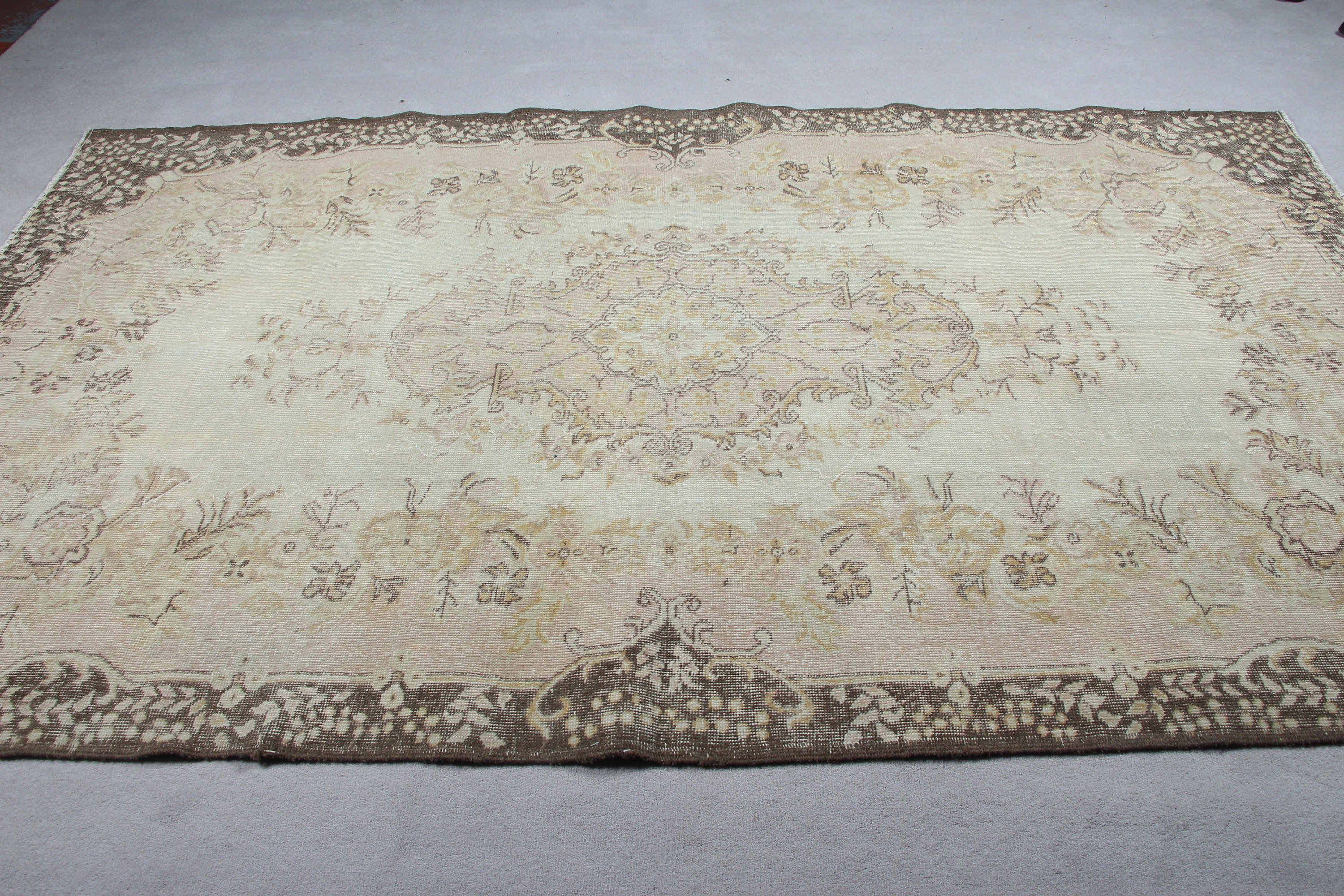 Türk Halısı, Yemek Odası Halıları, Bej Mutfak Halısı, Vintage Halı, Oryantal Halılar, Pastel Halı, Ev Dekor Halısı, 5,6x9,4 ft Büyük Halılar, Salon Halısı