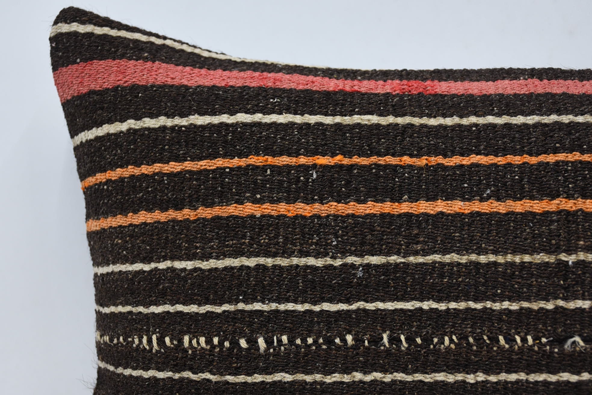 Nautical Throw Cushion Case, 16"x24" Brown Pillow, Boho Pillow Sham Cover, Kilim Pillow, Outdoor Throw Pillow, Gift Pillow