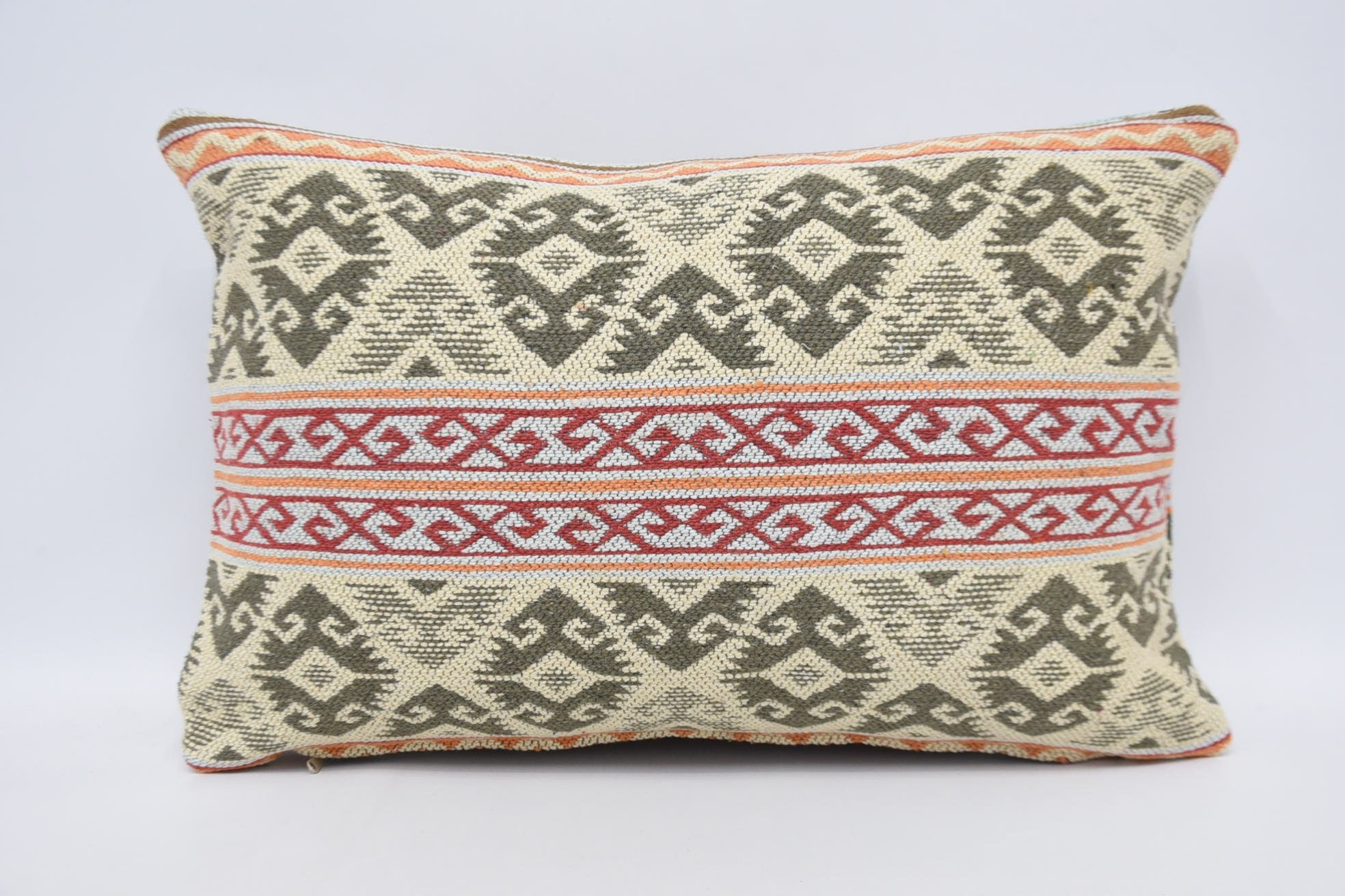 16"x24" White Pillow Sham, Kilim Pillow Cover, Throw Kilim Pillow, Aesthetic Pillow, Decorative Throw Pillow, Vintage Kilim Pillow