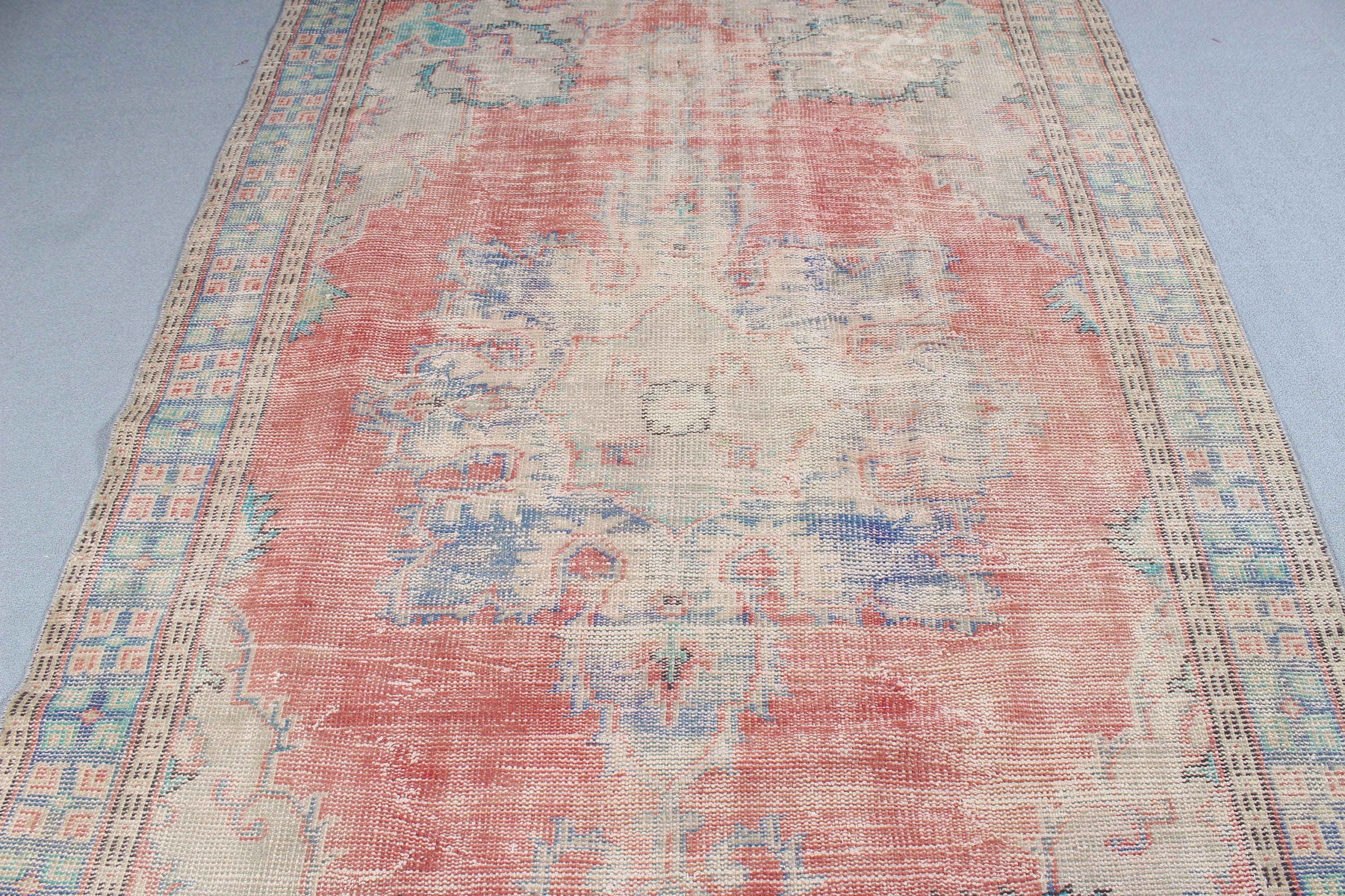 Aesthetic Rugs, Vintage Rugs, Boho Rugs, Large Oushak Rugs, Turkish Rugs, Red  5.7x8.6 ft Large Rugs, Oushak Rug, Bedroom Rugs