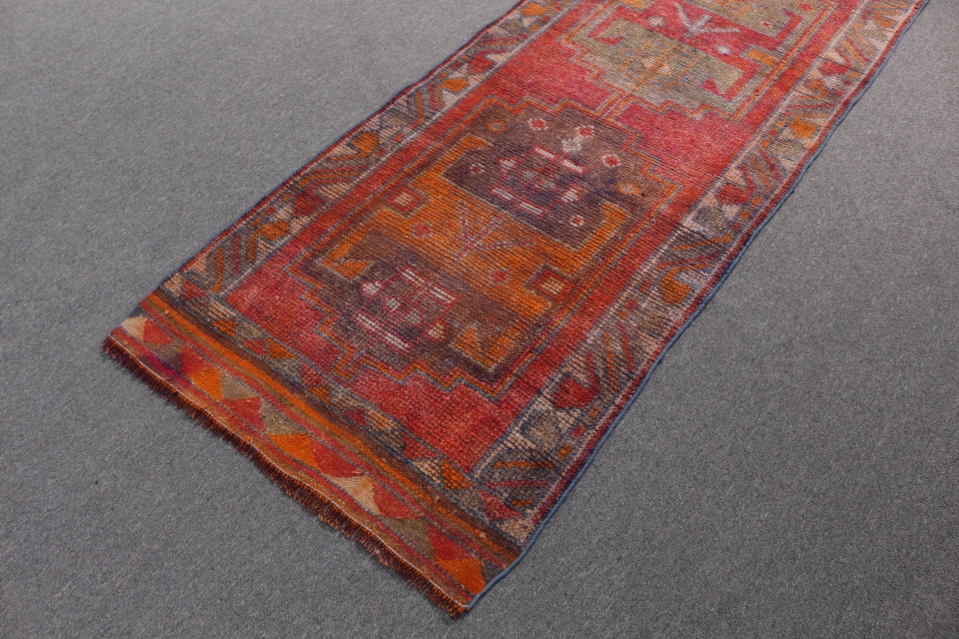 Rugs for Runner, Antique Rugs, Red Wool Rug, Turkish Rug, Eclectic Rug, Kitchen Rug, Vintage Rugs, 2.9x10.6 ft Runner Rug, Hallway Rug