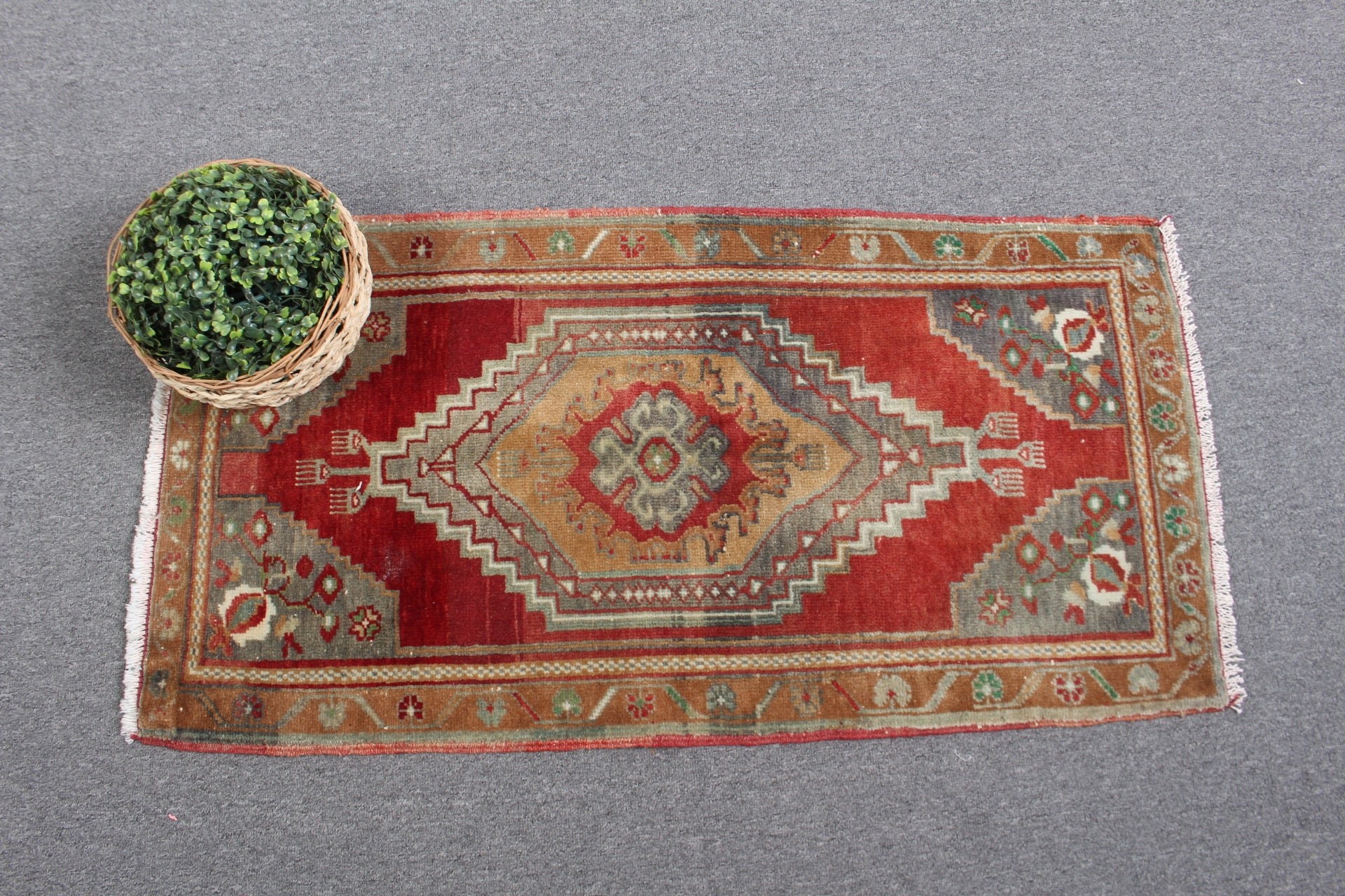 Araba Paspas Halısı, 1.7x3.3 ft Küçük Halılar, Kırmızı Oryantal Halılar, Yatak Odası Halıları, Oryantal Halı, Giriş Halısı, Vintage Halı, Fas Halısı, Türk Halısı