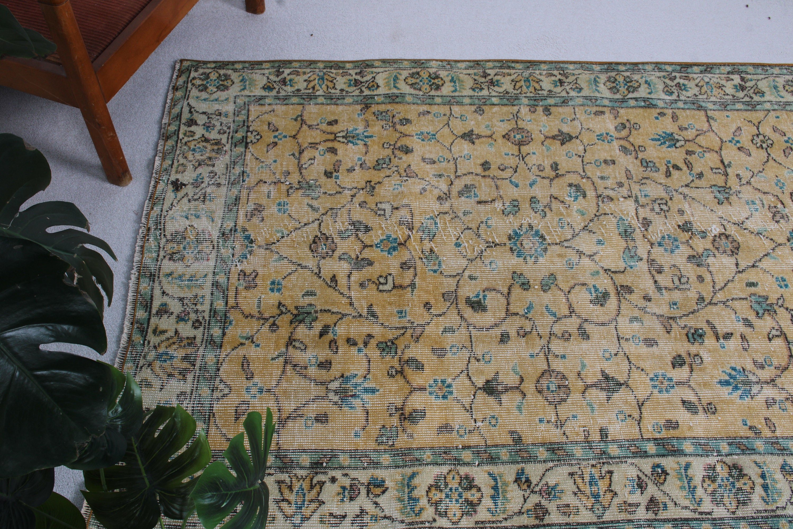 Turuncu Yün Halılar, Oturma Odası Halıları, 3,8x6,9 ft Alan Halısı, Oryantal Halılar, Vintage Halılar, Türk Halıları, Açıklama Halısı, Oturma Odası Halıları