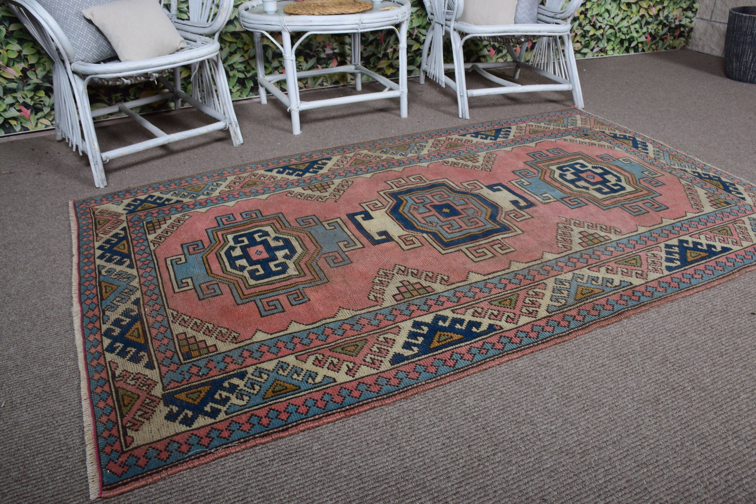 Vintage Decor Rugs, 4x6.6 ft Area Rugs, Oriental Rug, Vintage Rugs, Indoor Rug, Red Wool Rug, Oushak Area Rugs, Flatweave Rugs, Turkish Rug