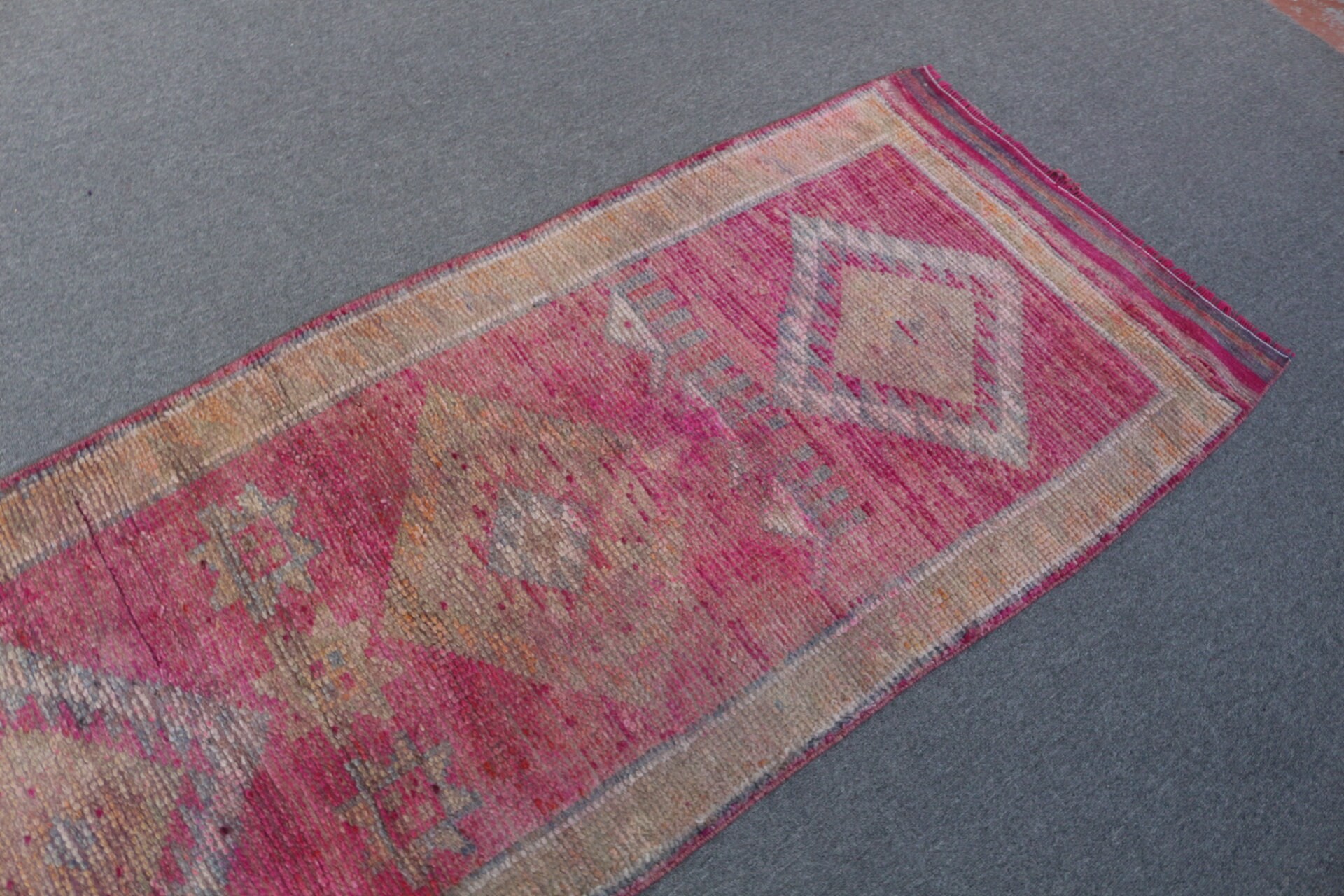 Corridor Rug, Rugs for Corridor, Hallway Rug, 2.8x10.6 ft Runner Rug, Pink Cool Rugs, Wool Rugs, Turkish Rugs, Vintage Rug