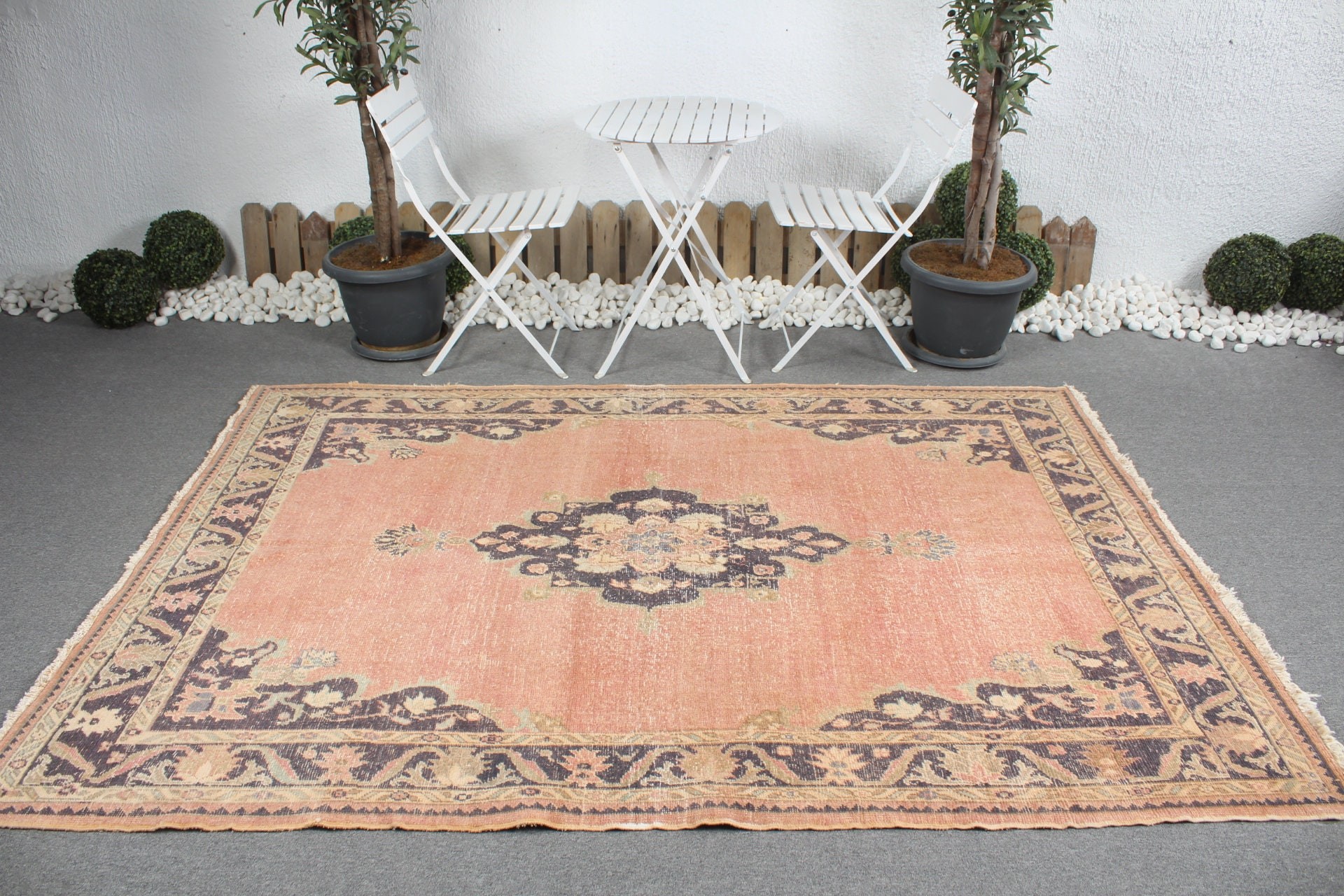 Vintage Rugs, Floor Rugs, Dining Room Rug, 5.5x7.8 ft Large Rug, Ethnic Rug, Kitchen Rug, Living Room Rug, Turkish Rug, Pink Anatolian Rug