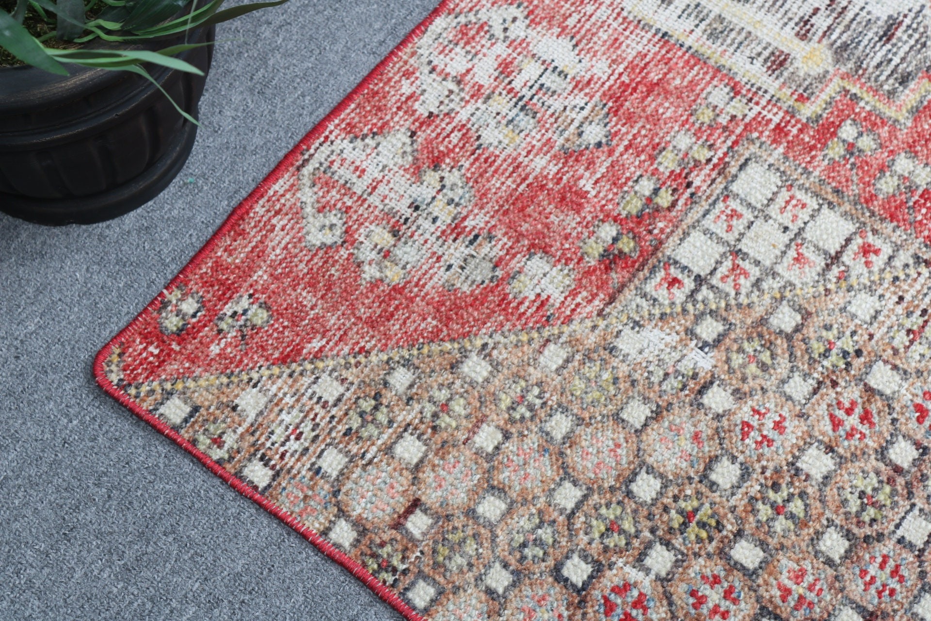 Handwoven Rug, Turkish Rug, Bath Rugs, 1.6x3.1 ft Small Rug, Kitchen Rugs, Rugs for Bedroom, Vintage Rugs, Entry Rugs, Red Anatolian Rug