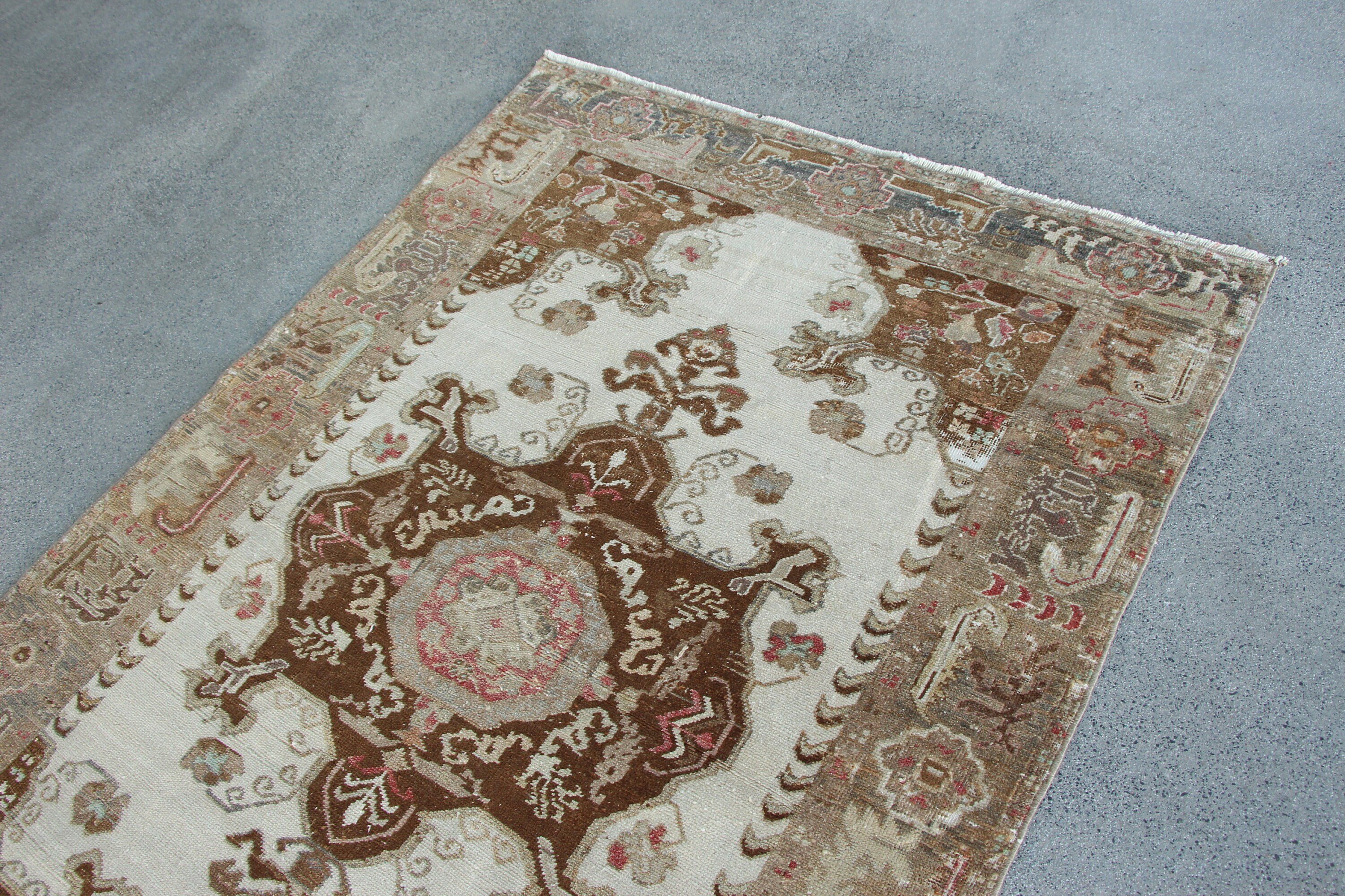 Vintage Rugs, Floor Rug, 4.3x6.4 ft Area Rugs, Beige Antique Rug, Dining Room Rug, Rugs for Area, Turkish Rug, Anatolian Rug