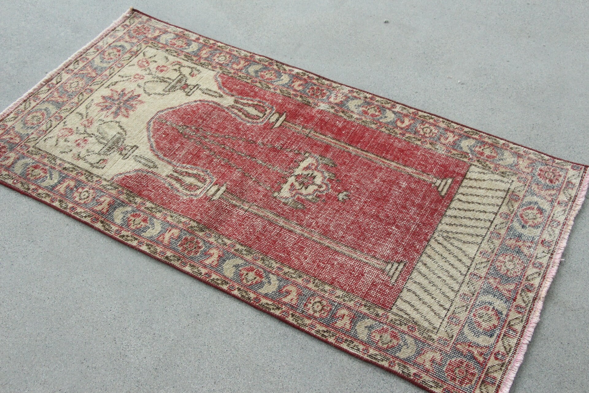 Handwoven Rug, Red Cool Rugs, Rugs for Bath, 2.3x4.6 ft Small Rug, Oriental Rugs, Bathroom Rug, Turkish Rugs, Home Decor Rugs, Vintage Rugs