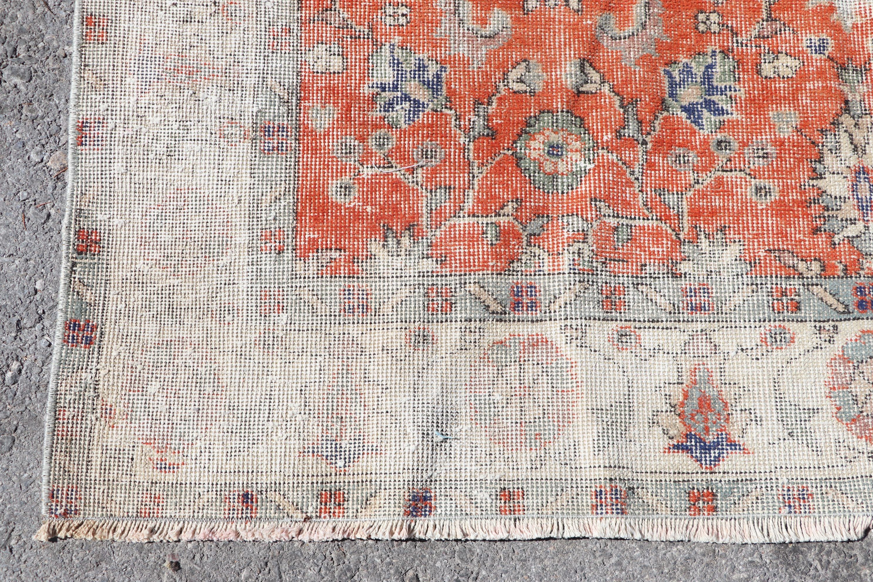 Vintage Halı, 5x8,3 ft Büyük Halı, Türk Halıları, Salon Halıları, Turuncu Oryantal Halı, Mutfak Halısı, Yatak Odası Halıları, Salon Halıları, Oushak Halıları