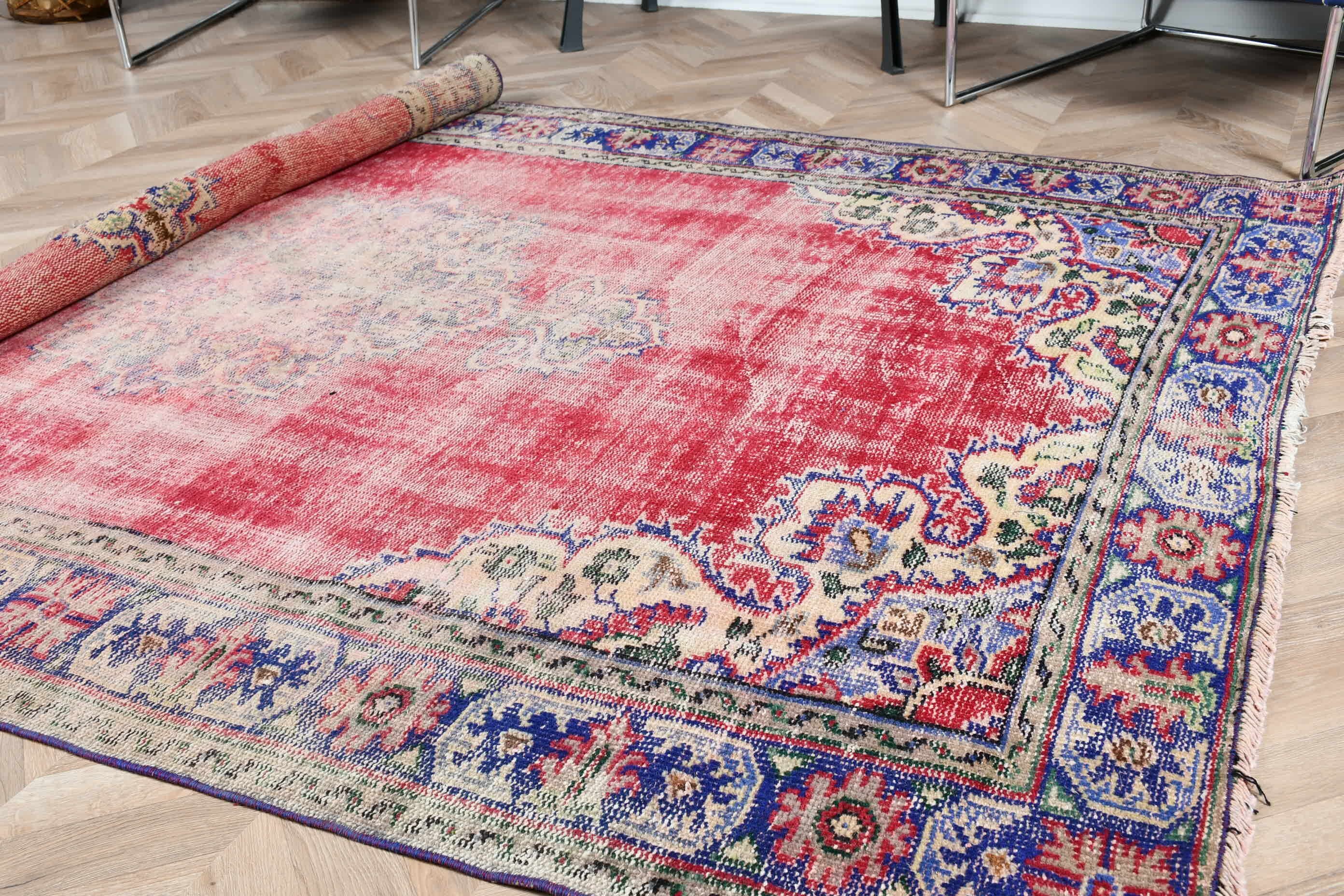 Anatolian Rug, Living Room Rugs, Vintage Rug, Red Cool Rug, Cool Rugs, Turkish Rug, Large Wool Rug Rugs, Bedroom Rug, 5.6x8.2 ft Large Rugs