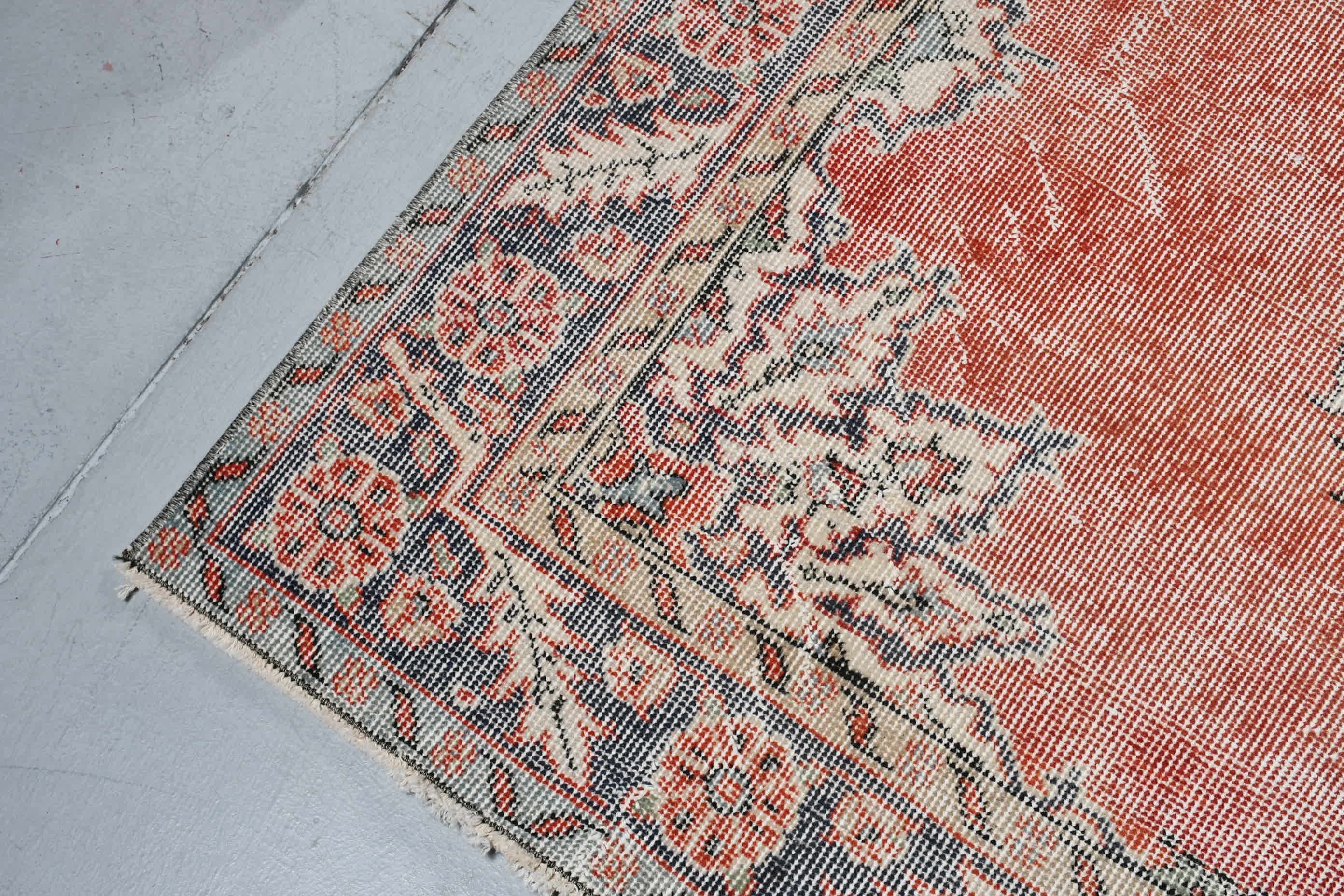 Oriental Rug, Floor Rug, Oushak Rug, Turkish Rug, Vintage Rug, Red Moroccan Rug, Vintage Decor Rug, 4x6.9 ft Area Rug, Rugs for Bedroom