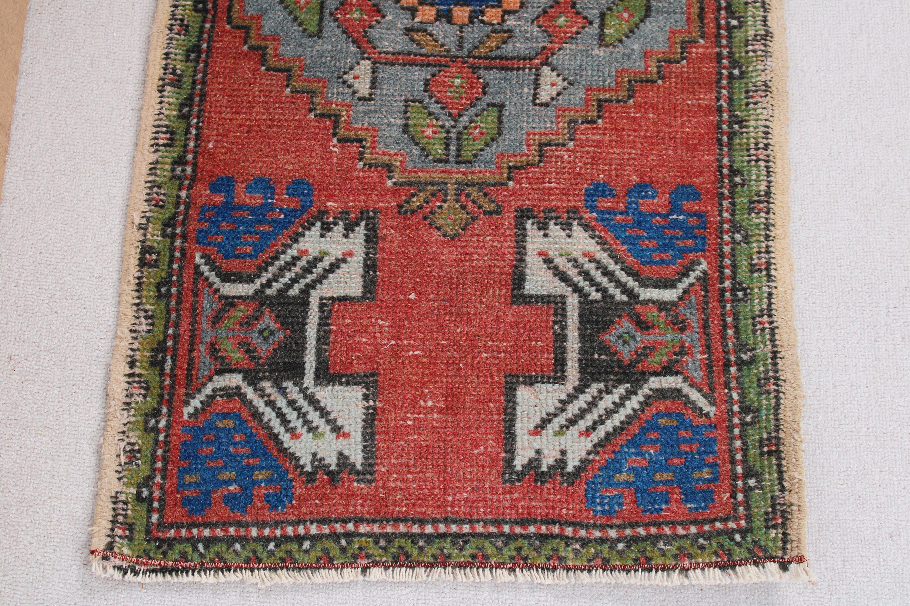 Turkish Rugs, Turkey Rug, Door Mat Rugs, Vintage Rug, Cool Rugs, Floor Rug, 1.7x3 ft Small Rugs, Red Floor Rug, Bathroom Rug, Rugs for Bath