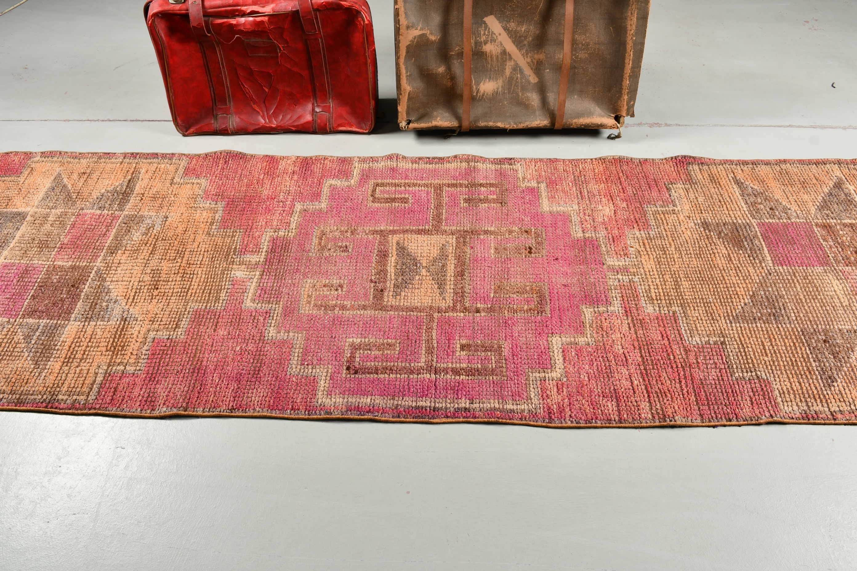 3x9.4 ft Runner Rug, Anatolian Rugs, Turkish Rugs, Pink Home Decor Rugs, Oriental Rug, Hallway Rugs, Vintage Rug, Rugs for Corridor