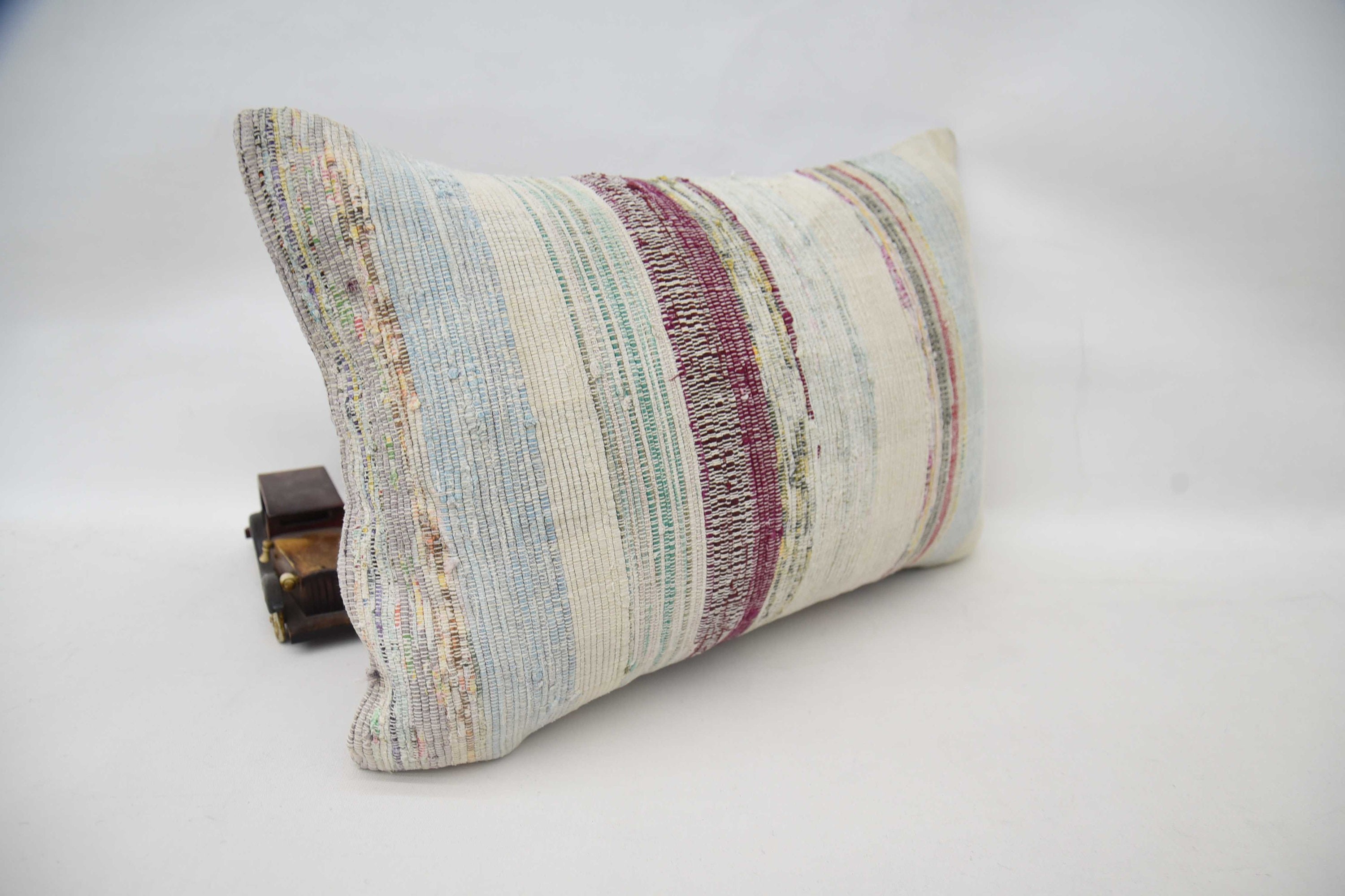 Throw Kilim Pillow, Turkish Pillow, Handmade Kilim Cushion, Ottoman Pillow, Turkish Rugs Cushion Cover, 16"x24" Blue Pillow Cover