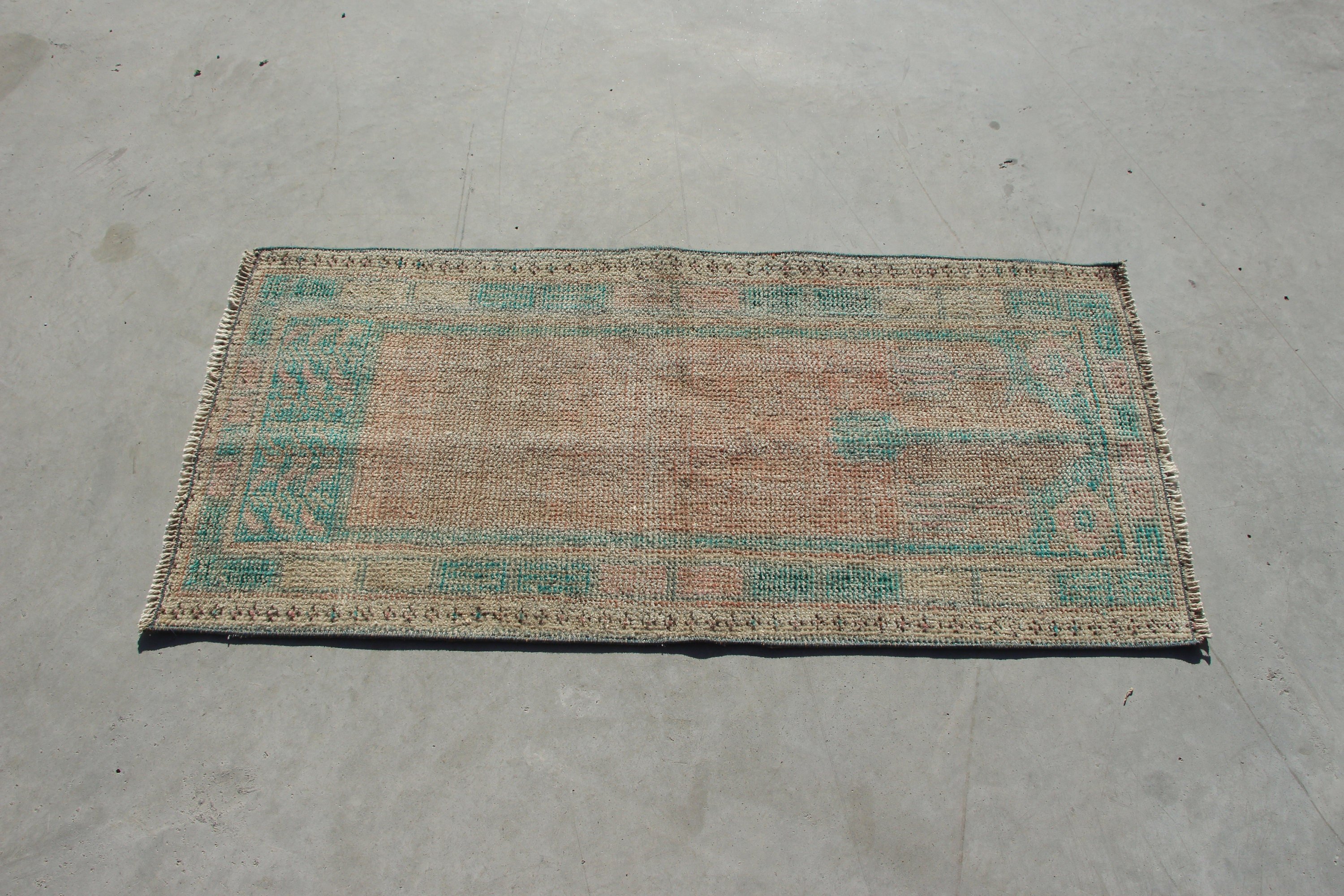 Vintage Rug, Moroccan Rug, Bedroom Rug, Rugs for Nursery, Turkish Rug, 1.9x4 ft Small Rugs, Nursery Rug, Orange Kitchen Rug, Antique Rug