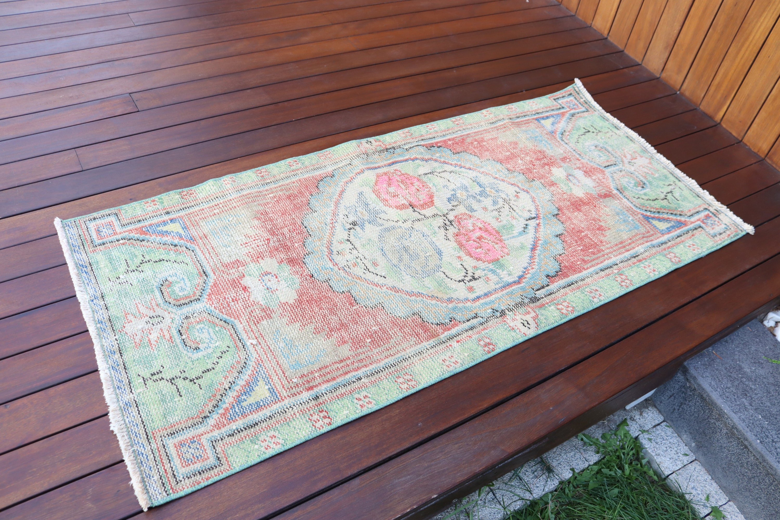 Duvara Asılı Halı, Ev Dekorasyonu Halısı, Vintage Halılar, Yeşil Yer Halıları, Küçük Alan Halısı, Türk Halısı, 2.2x5 ft Küçük Halılar, El Dokuma Halılar