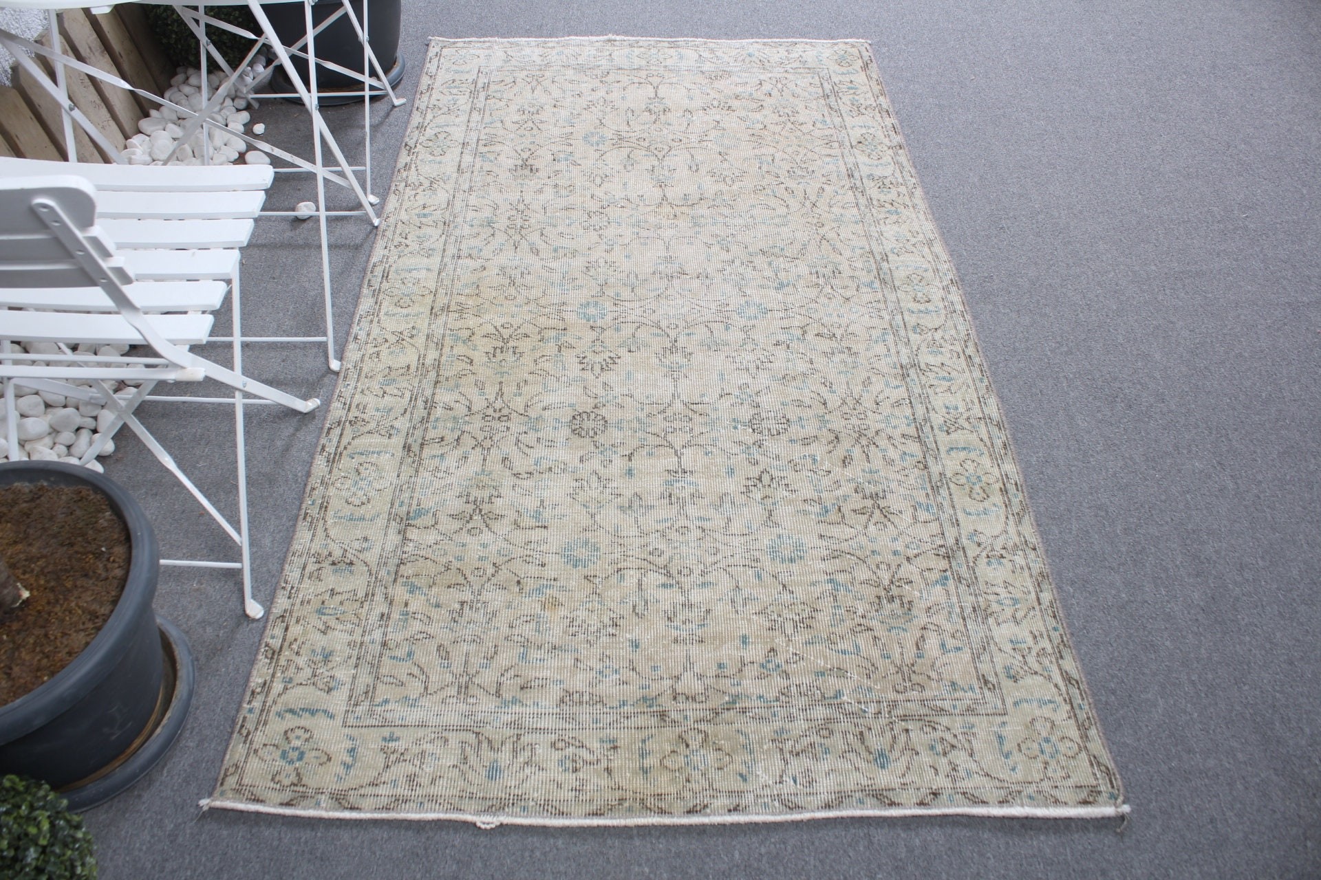 Beige Bedroom Rugs, Vintage Rug, Indoor Rug, Nursery Rugs, Wool Rug, 3.8x6.8 ft Area Rug, Rugs for Floor, Turkish Rugs, Kitchen Rug