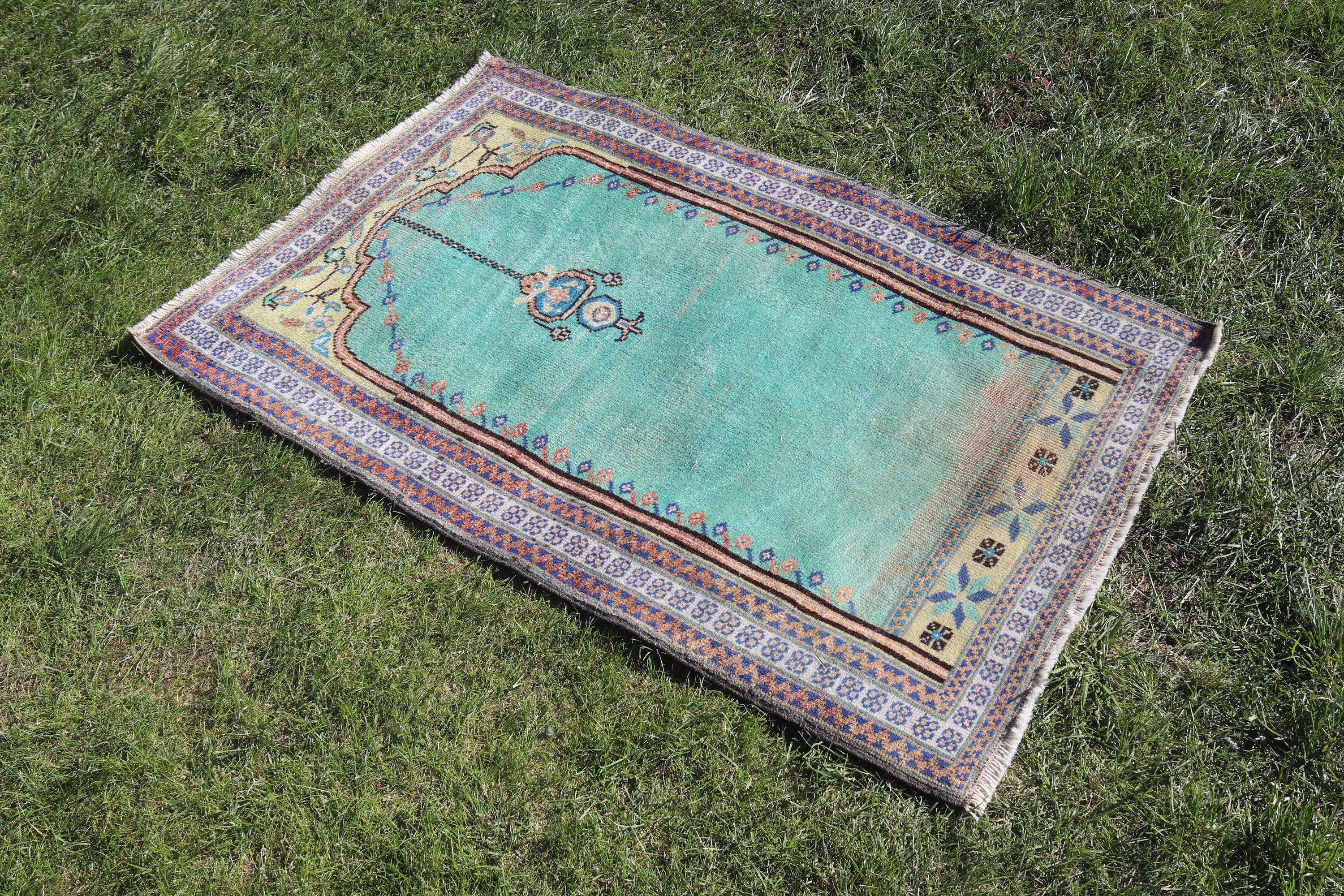 Banyo Halıları, Mutfak Halısı, Ev Dekorasyonu Halıları, Türk Halısı, Küçük Boho Halısı, 2,4x3,7 ft Küçük Halı, Yeşil Soğuk Halı, Vintage Halı