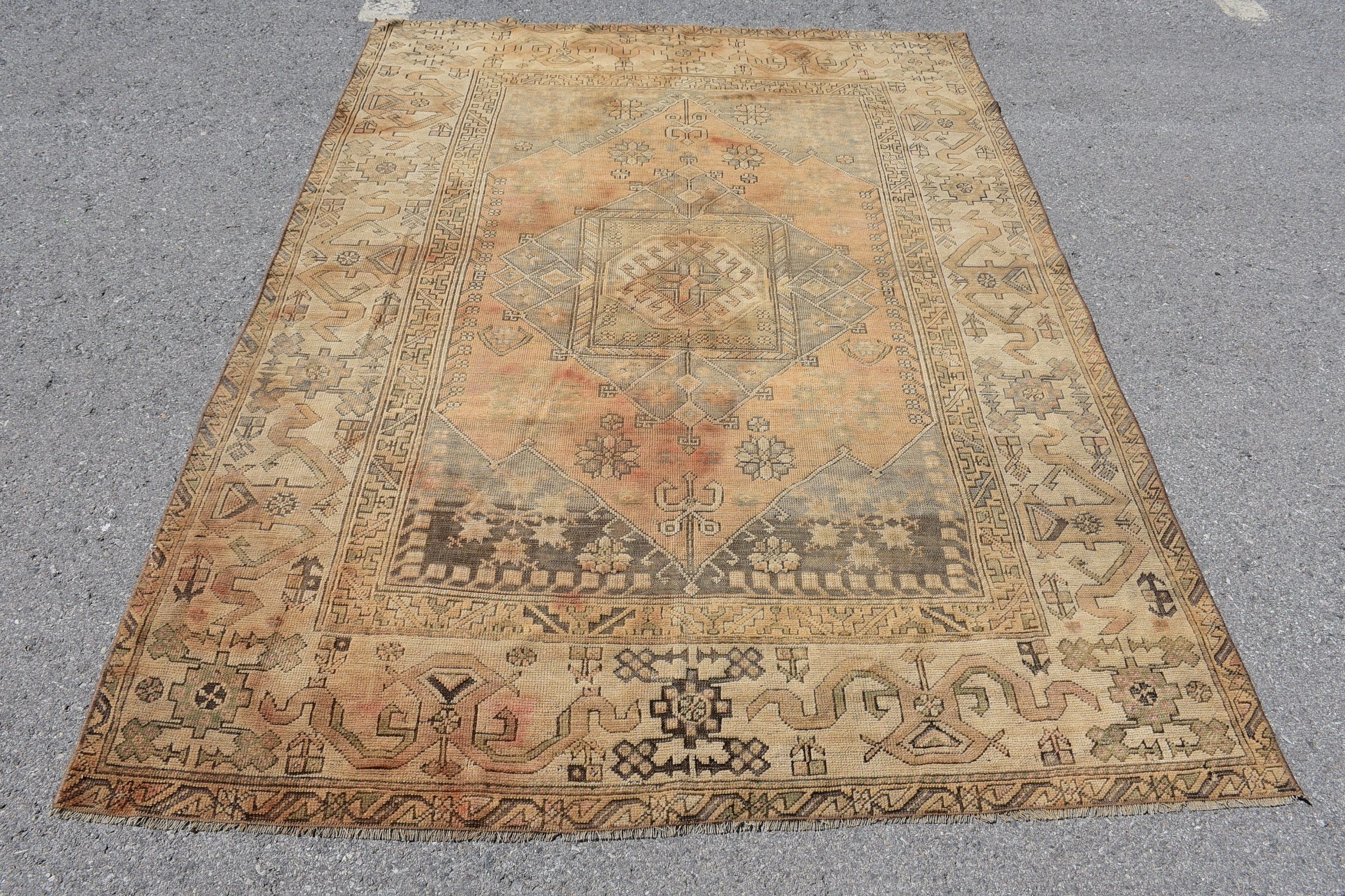 Vintage Halı, Anadolu Halısı, 5.3x7.3 ft Alan Kilimi, Çocuk Halısı, Parlak Halı, Yemek Odası Halıları, Oushak Halıları, Çocuk Odası Halıları, Türk Halısı