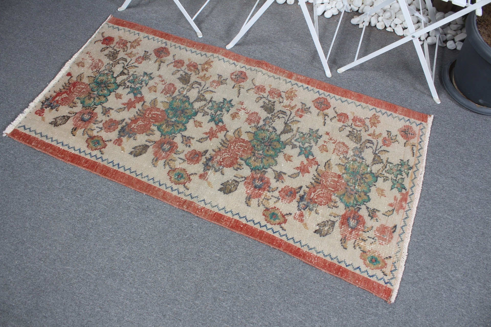 Art Rug, Nursery Rug, Floor Rug, Beige Oushak Rug, Vintage Rugs, Moroccan Rug, Entry Rug, 2.4x4.7 ft Small Rugs, Turkish Rug