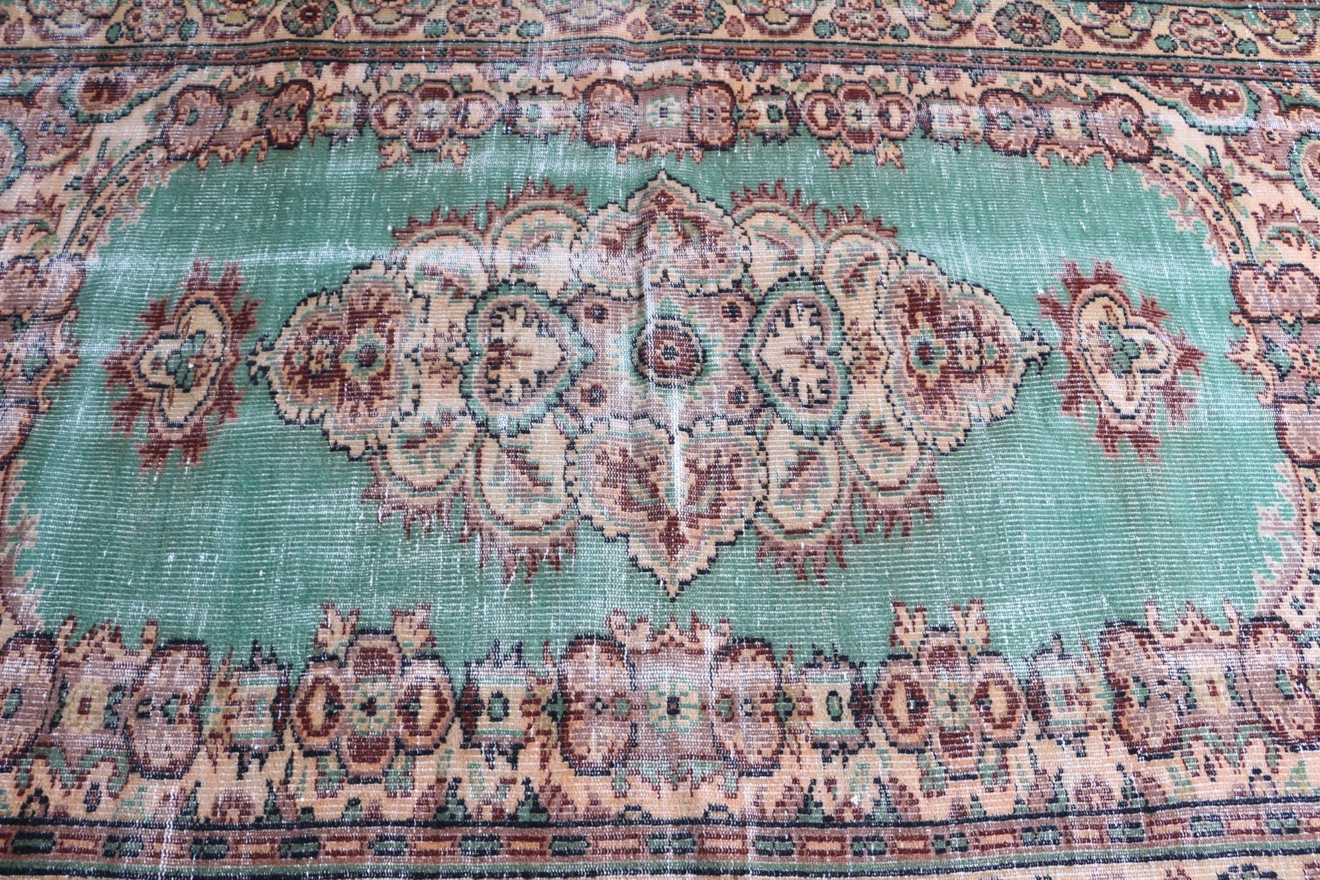 Türk Halısı, Yeşil Fas Halısı, Yer Halıları, Tasarımcı Halısı, Oturma Odası Halıları, 5.5x8.5 ft Büyük Halı, Vintage Halı, Salon Halısı