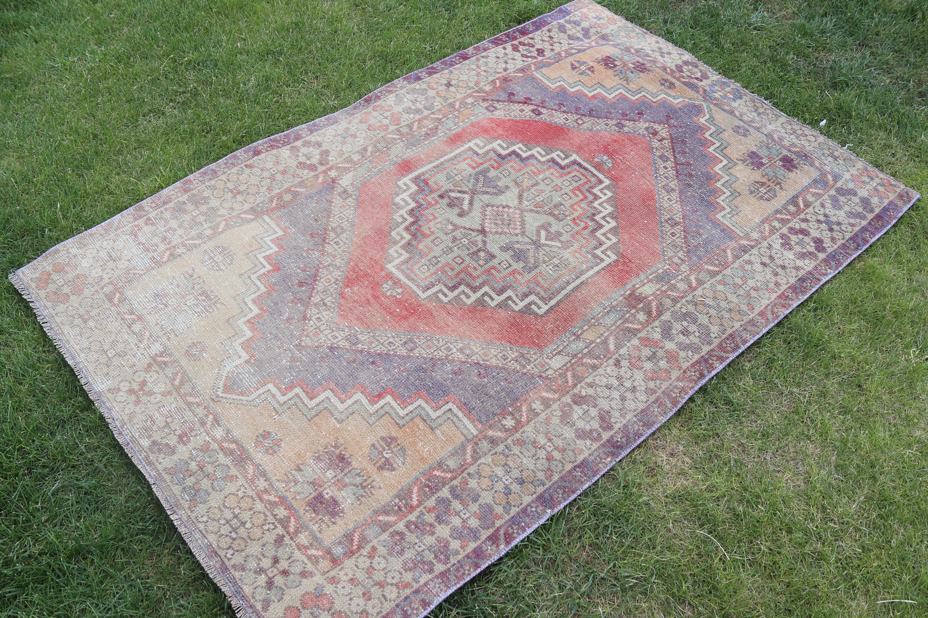 3,5x5,5 ft Aksan Halıları, Giriş Halıları, Mor Fas Halıları, Vintage Halı, Lüks Halı, Vintage Vurgu Halısı, Boho Halıları, Modern Halılar, Türk Halısı