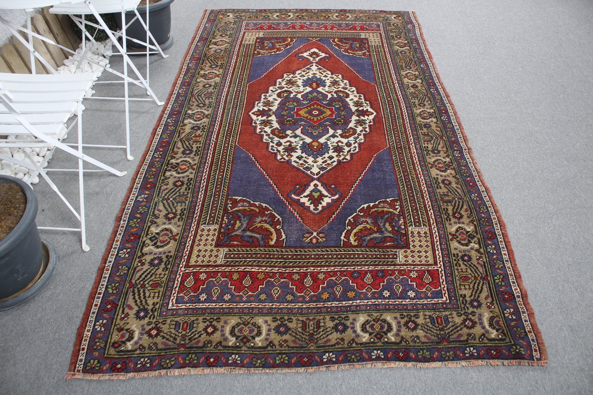 Vintage Halılar, Yemek Odası Halısı, Yün Halılar, Salon Halısı, Oushak Halısı, Yatak Odası Halıları, Kırmızı 4.8x8.4 ft Büyük Halı, Türk Halısı