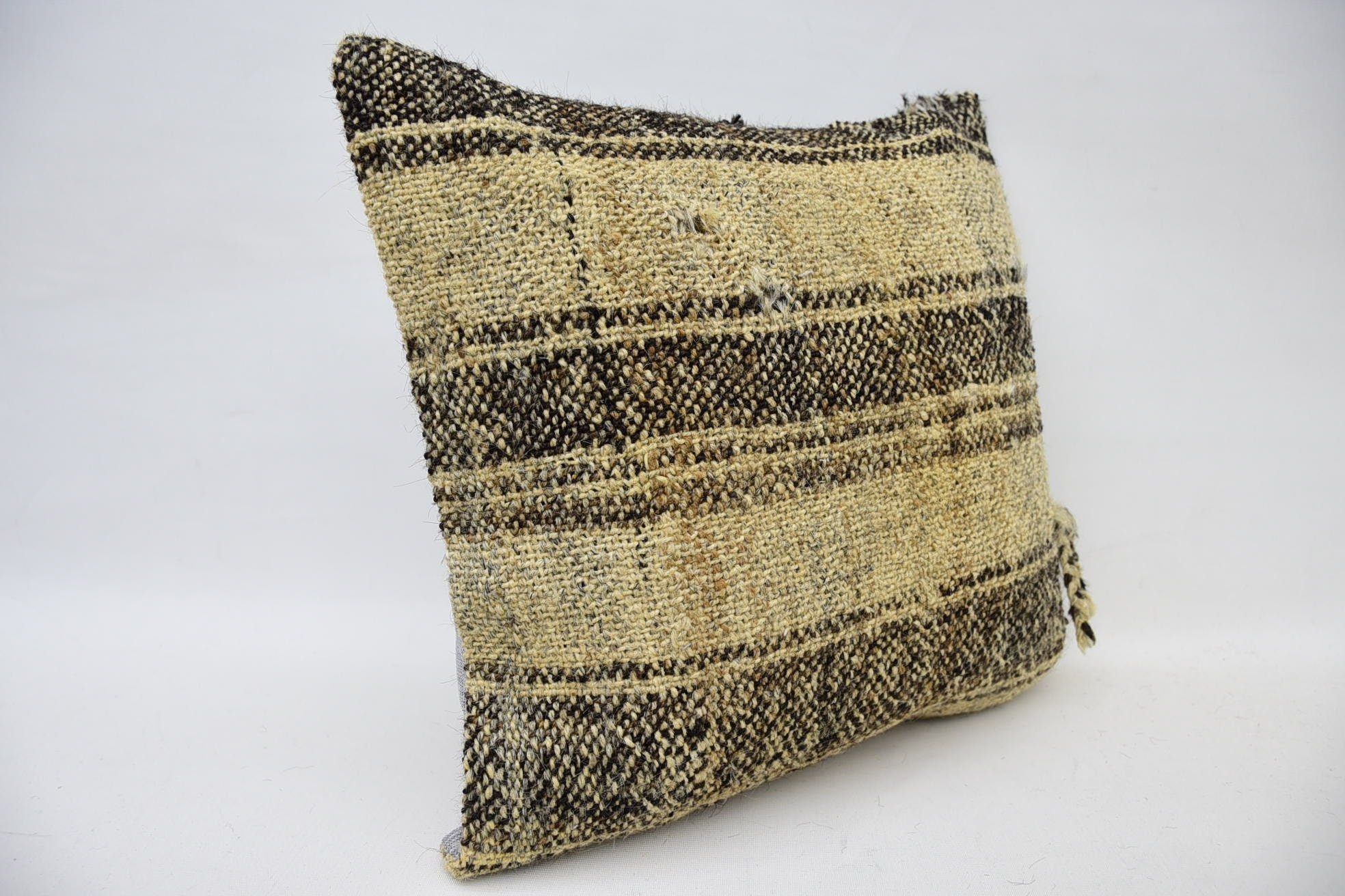 Antique Pillows, 14"x14" Beige Pillow, Luxury Pillow, Vintage Pillow, Turkish Rugs Cushion, Handmade Throw Cushion, Handmade Kilim Cushion