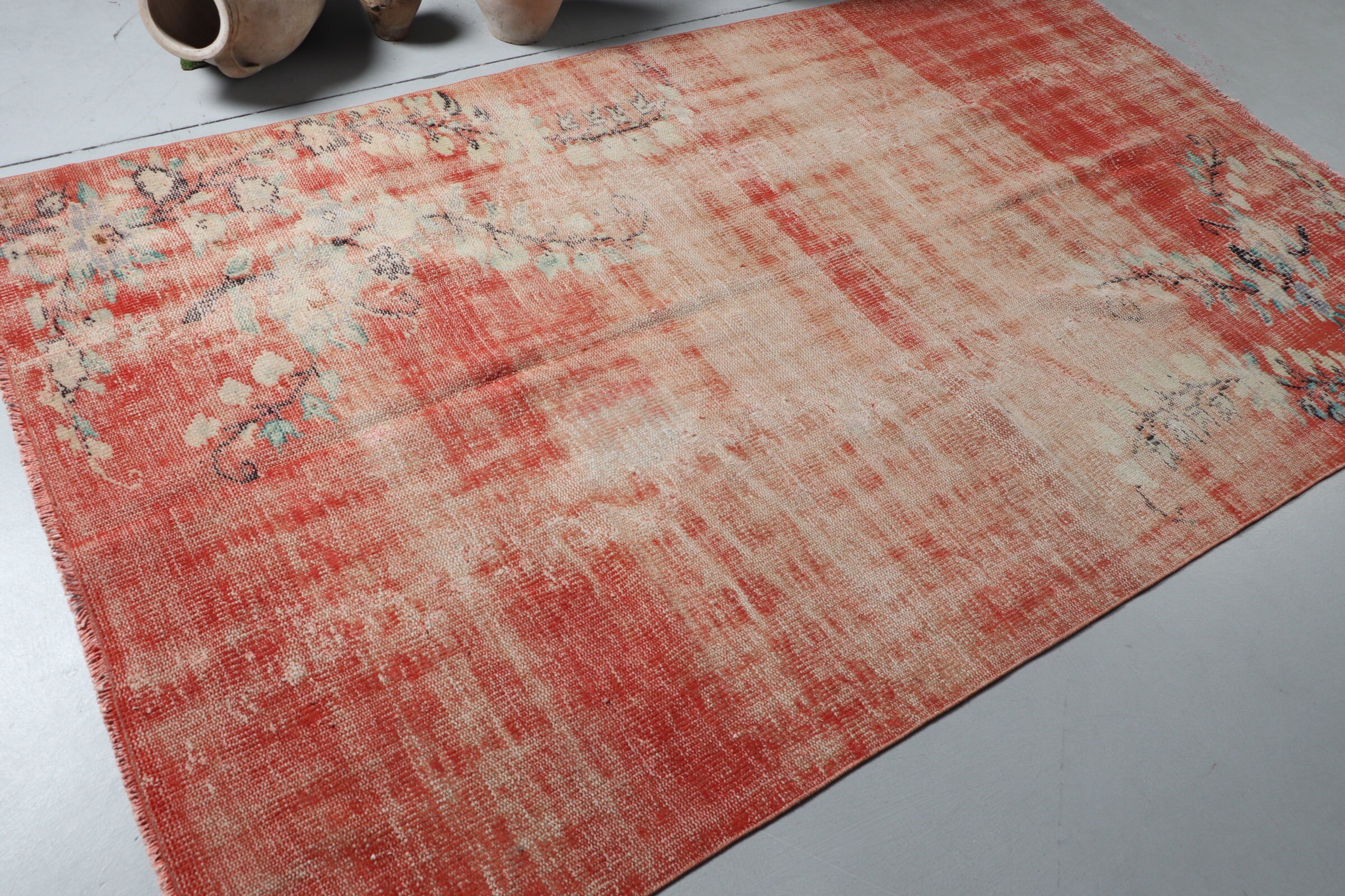 Salon Rug, 5x8.4 ft Large Rugs, Rugs for Bedroom, Bedroom Rugs, Red Anatolian Rugs, Old Rug, Turkish Rug, Vintage Rug