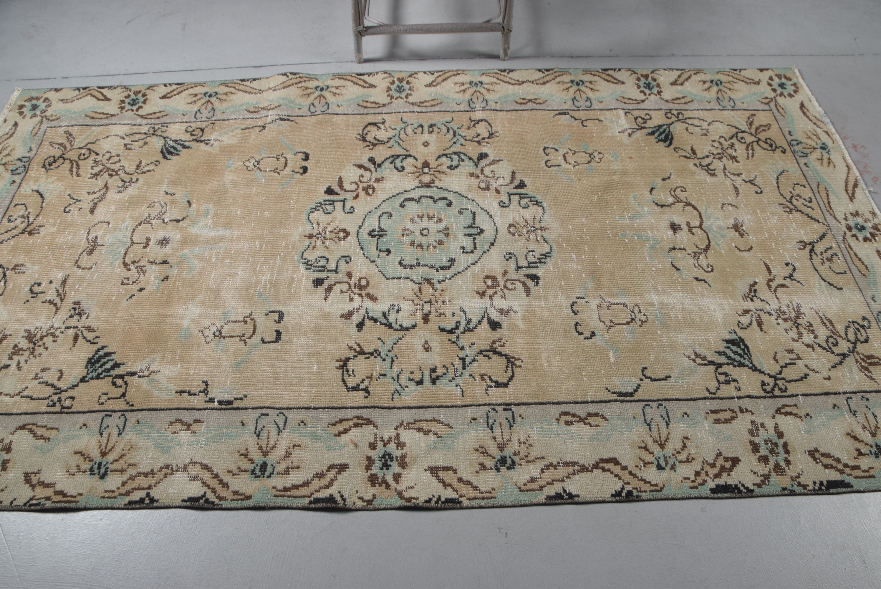 Antique Rug, Green Antique Rug, Vintage Rug, Turkish Rug, Dining Room Rug, Rugs for Nursery, Anatolian Rug, Floor Rug, 4.6x8.3 ft Area Rug