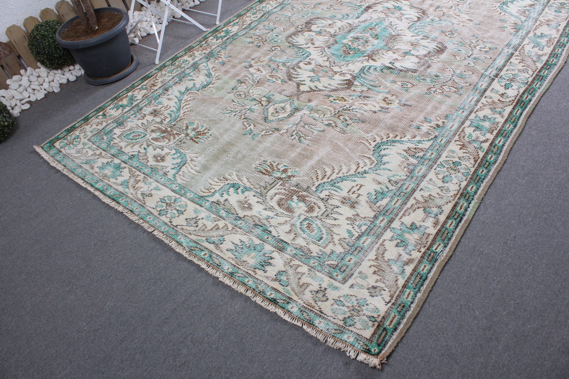 Kahverengi Havalı Halılar, Vintage Halılar, Salon Halısı, 6.3x9.8 ft Büyük Halılar, Anadolu Halıları, Ev Dekorasyonu Halısı, Türk Halısı, Göçebe Halısı, Yatak Odası Halısı