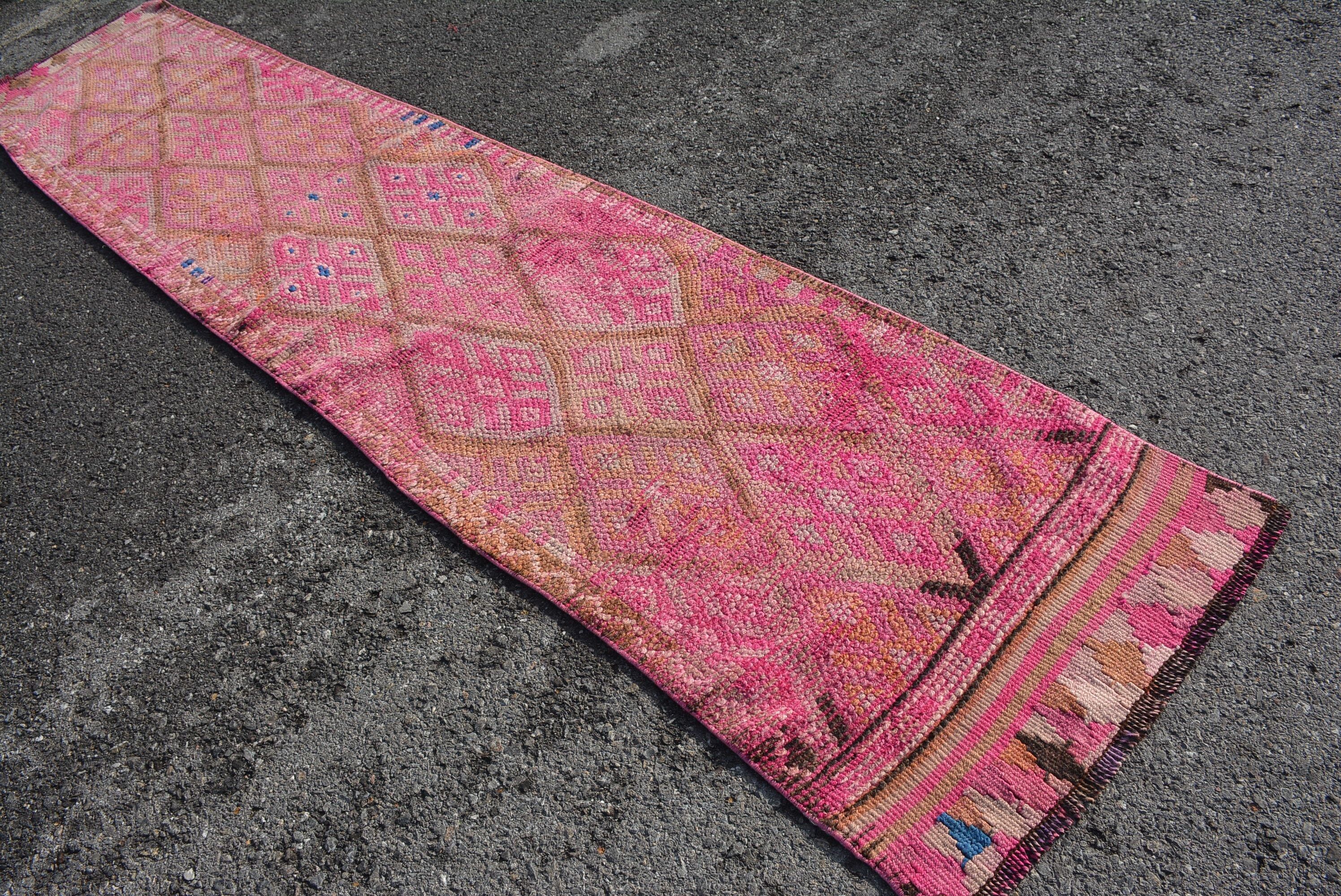 Organic Rug, Colorful Rug, Rugs for Kitchen, 2.5x11.9 ft Runner Rugs, Vintage Rug, Corridor Rug, Art Rug, Cute Rug, Cool Rugs, Turkish Rugs