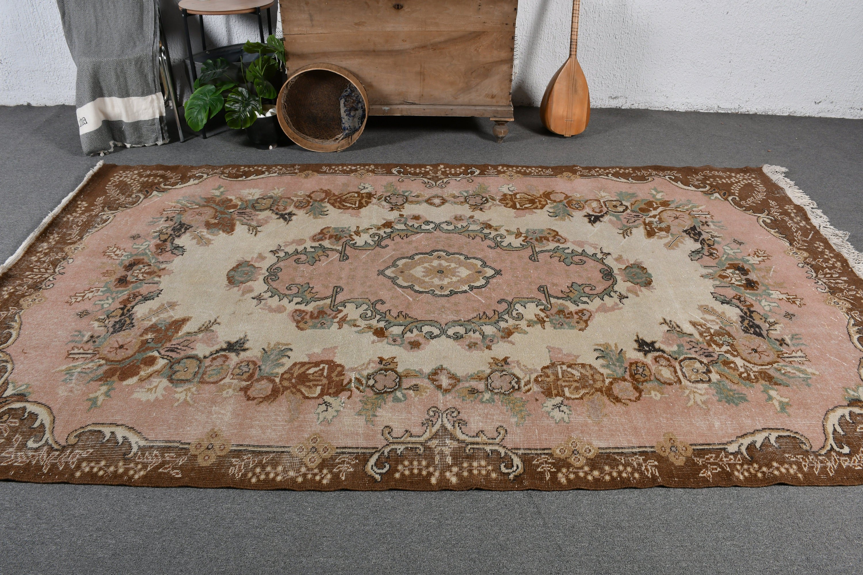 Türk Halıları, Salon Halıları, Kahverengi Soğuk Halı, Soğuk Halı, Salon Halıları, Yemek Odası Halısı, Yer Halıları, Vintage Halı, 5,7x9,5 ft Büyük Halılar