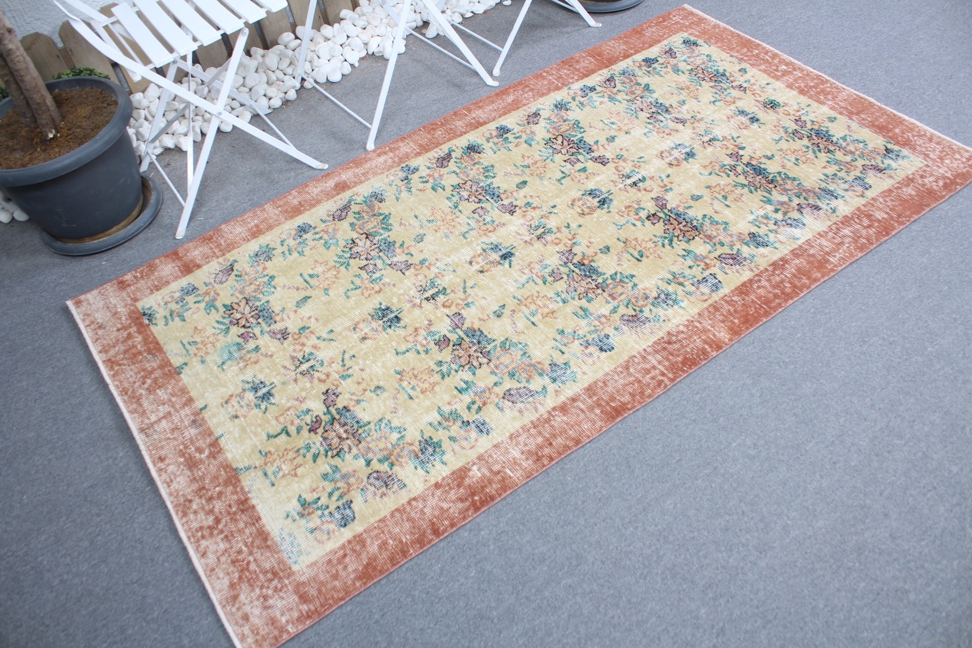 Vintage Rugs, Entry Rug, Rugs for Entry, 3.5x6.7 ft Accent Rug, Nursery Rug, Turkish Rugs, Beige Moroccan Rug, Anatolian Rugs, Kitchen Rug