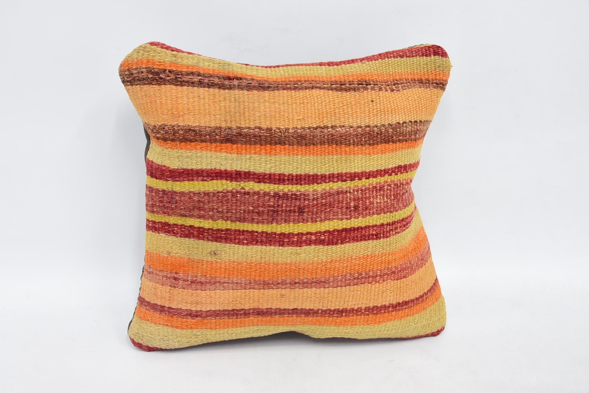 Vintage Pillow, Anatolian Cushion, Cotton Pillow Cover, Boho Pillow, Handwoven Pillow Case, Pillow for Sofa, 12"x12" Orange Cushion Cover