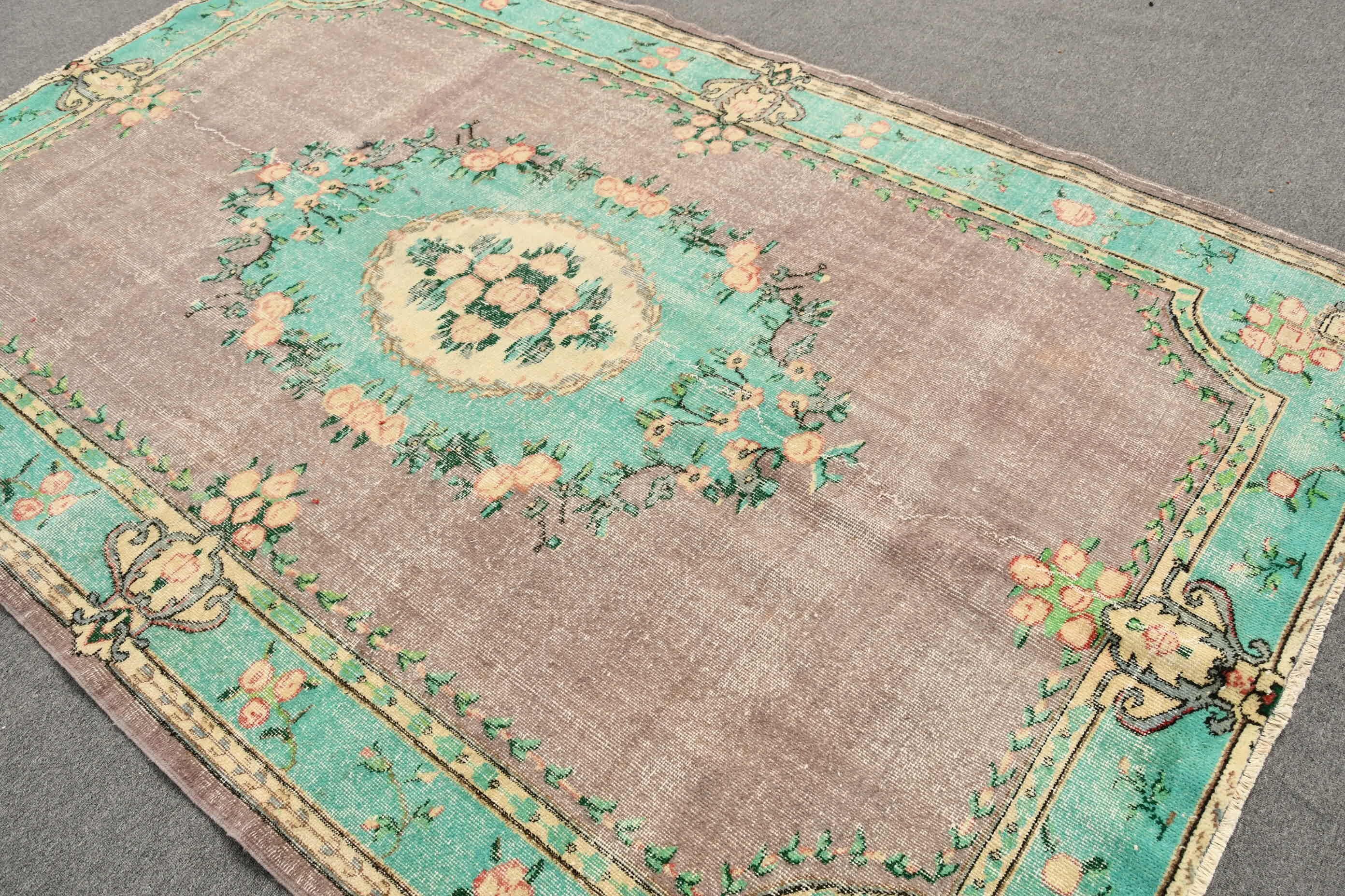 Antique Rug, Dining Room Rug, 6.2x9.3 ft Large Rug, Turkish Rug, Bedroom Rugs, Gray Kitchen Rug, Pastel Rug, Vintage Rug, Moroccan Rug